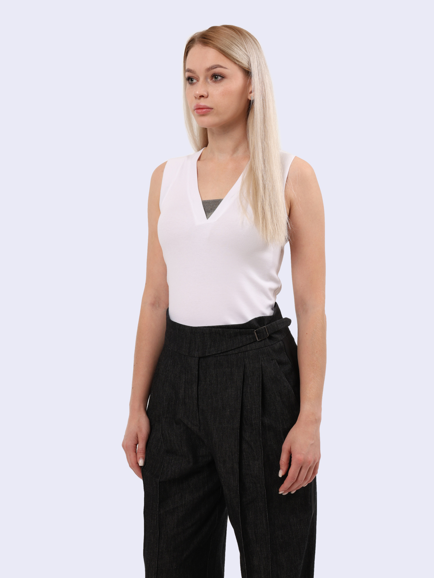 Топ Brunello Cucinelli M0TC8EL672 C159 белый женский из хлопка — купить в интернет-магазине Verdistore