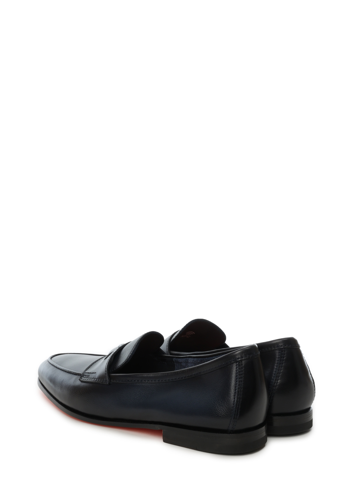 Лоферы темно-синие кожаные с острым носком и поднятой задней частью — купить в интернет-магазине Verdistore