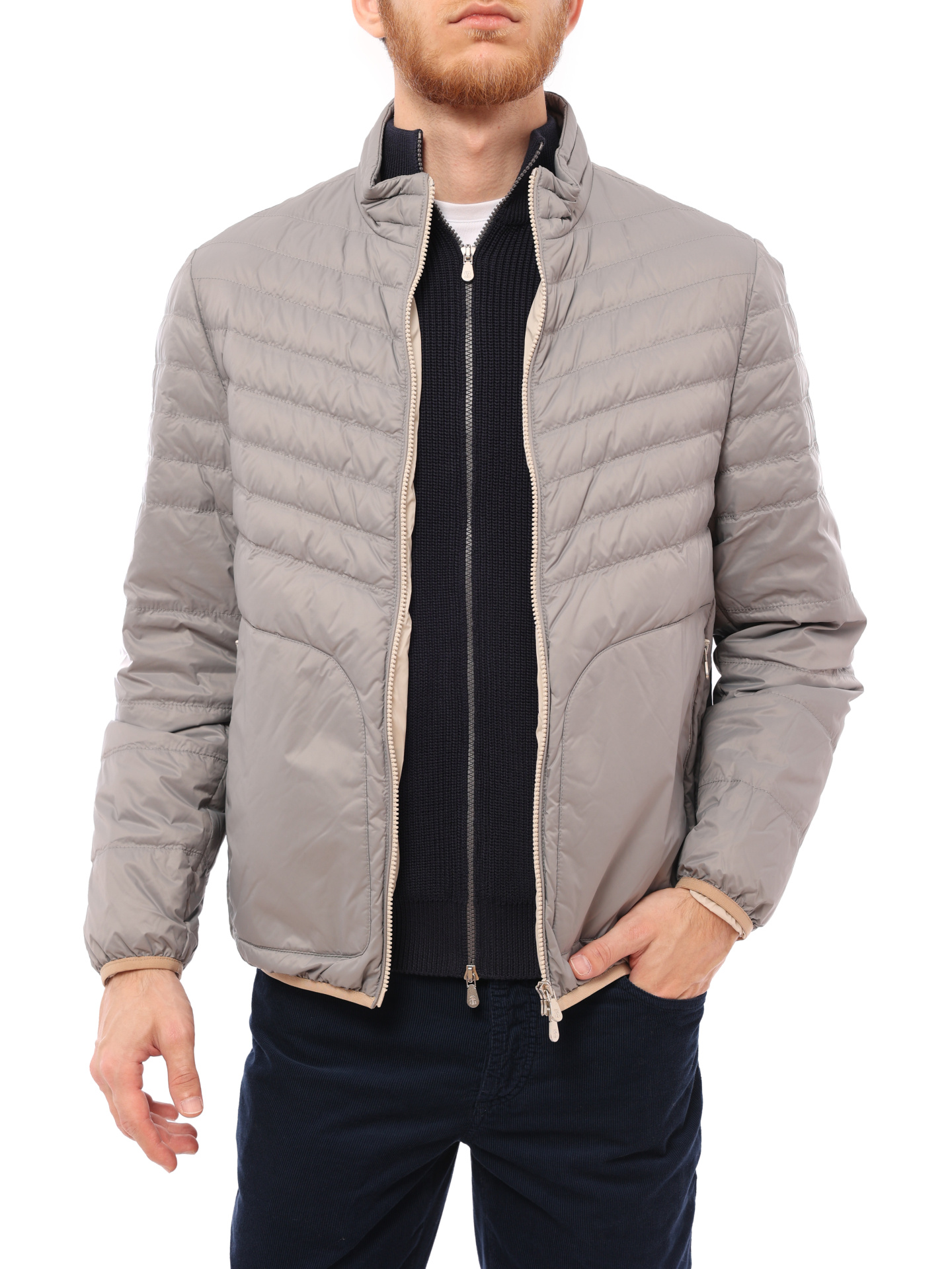 Пуховик Brunello Cucinelli MR4051727 CAK48 светло-серый мужской — купить в интернет-магазине Verdistore