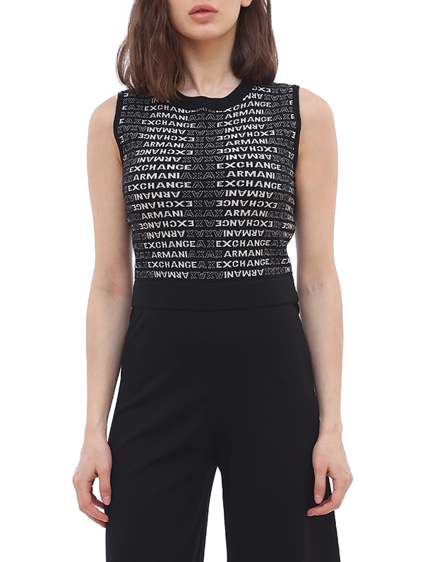 Комбинезон Armani Exchange 6HYA1B черный женский с логотипом — купить в интернет-магазине Verdistore