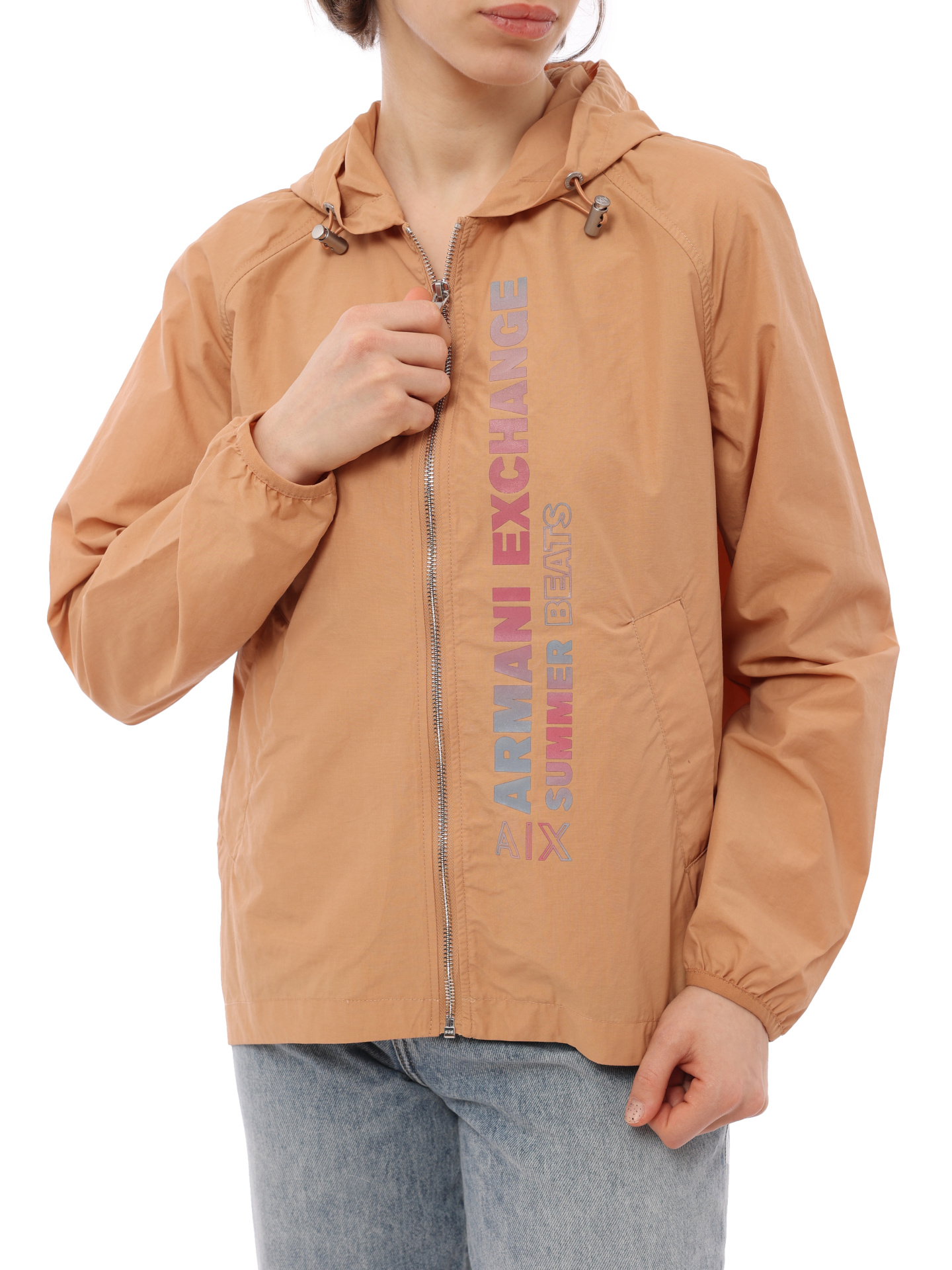 картинка Куртка Armani Exchange 3RYB25 YNKTZ 1799 бежевая женская с капюшоном от магазина Verdistore