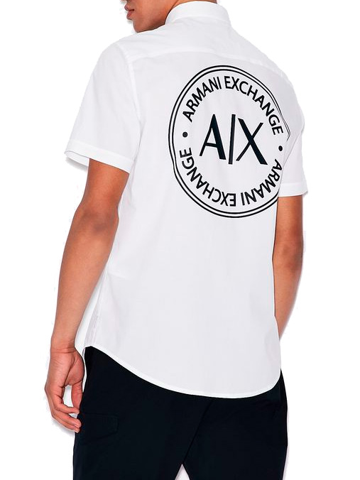 Рубашка Armani Exchange 3HZC07 ZNEAZ 1100 белая мужская с логотипом на спине — купить в интернет-магазине Verdistore