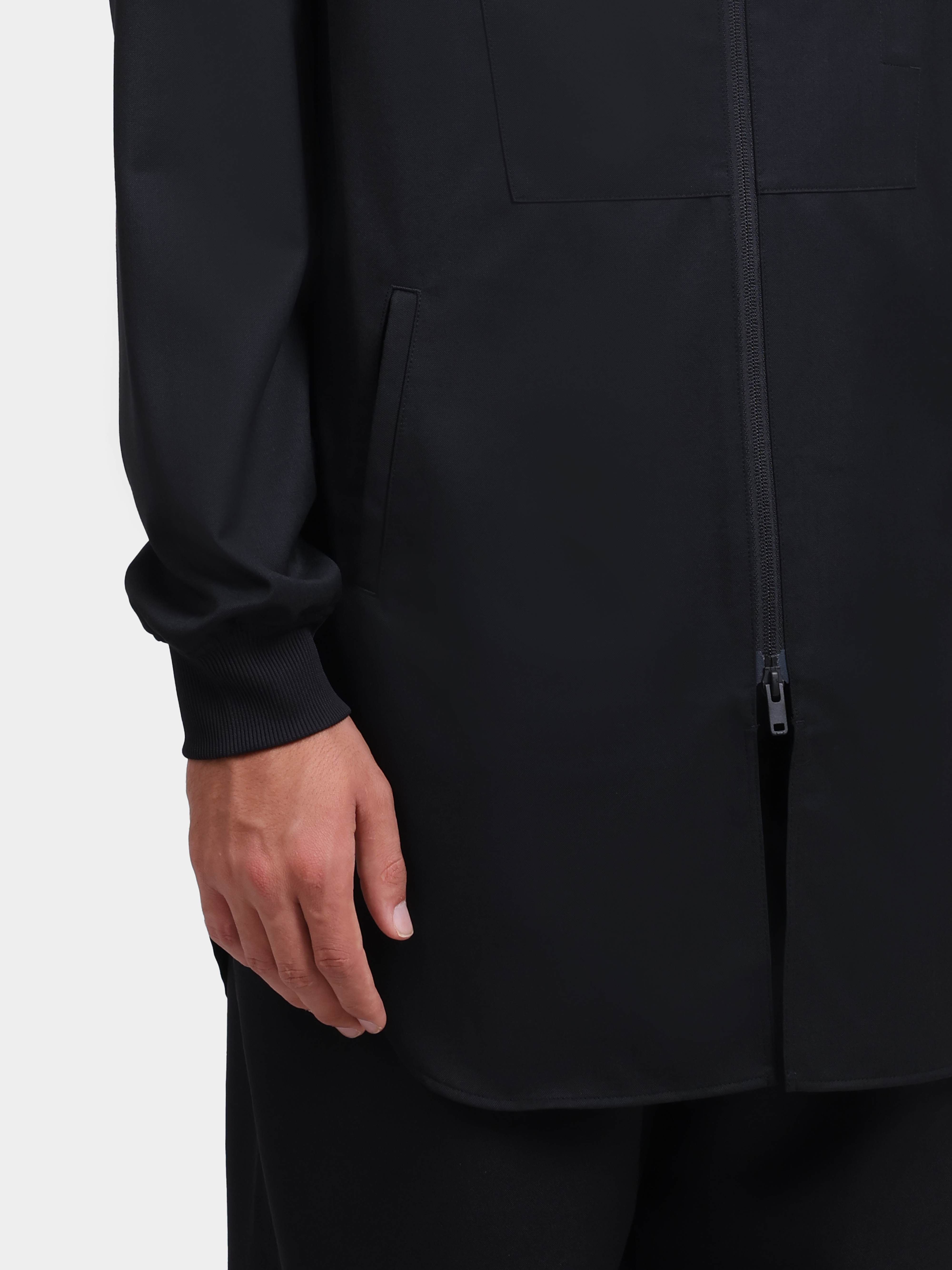 Куртка Y3 KG6035 BLACK черная мужская удлиненная с контрастными полосами  — купить в интернет-магазине Verdistore