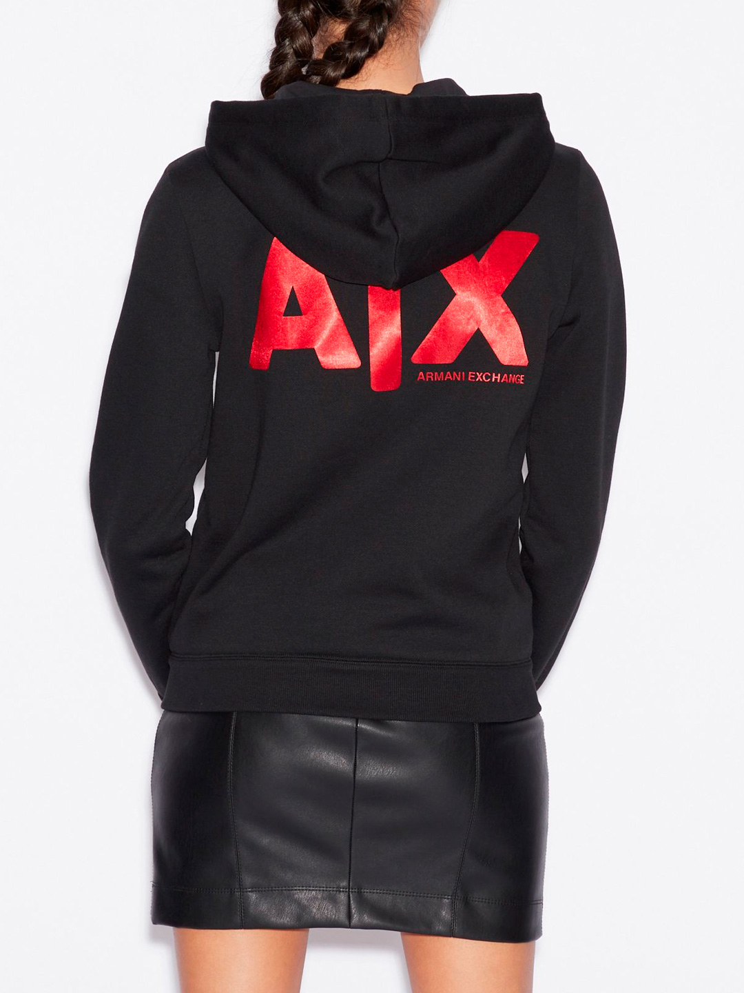 Мастерка Armani Exchange 3GYM73 чёрная женская с контрастным логотипом — купить в интернет-магазине Verdistore