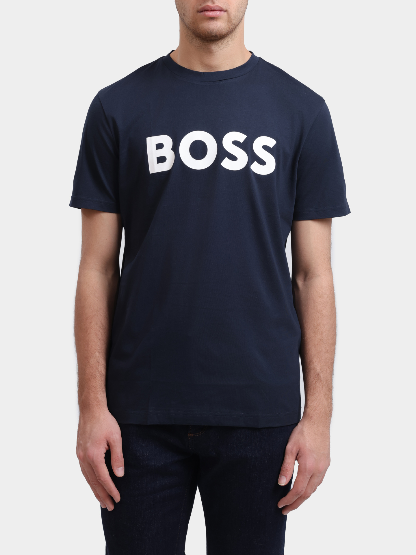 Футболка Boss 50481923 405 темно-синяя мужская с логотипом — купить в интернет-магазине Verdistore
