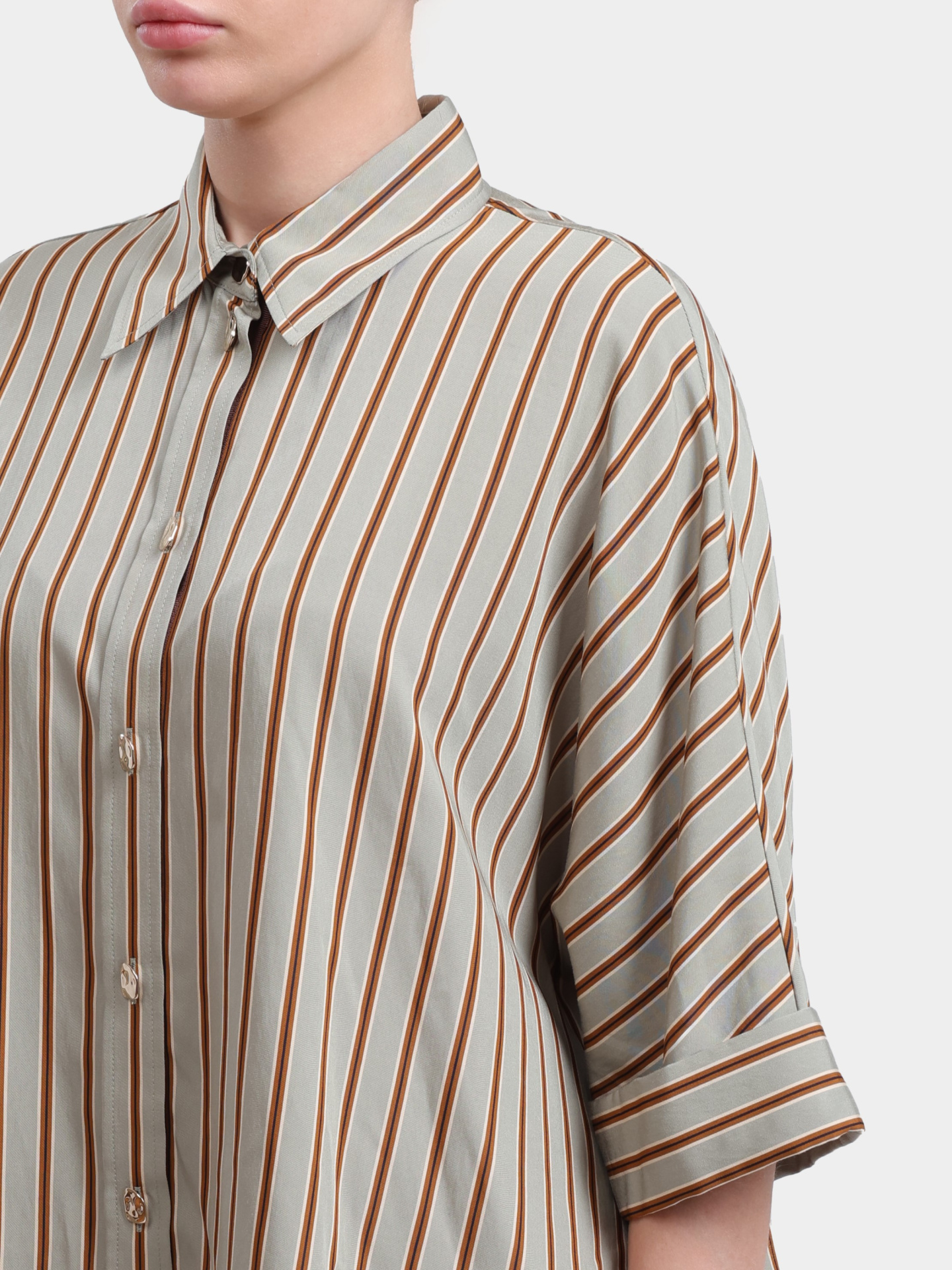 Рубашка Liu-Jo BLACK LABEL CA6351 T553A P9641 зеленая женская с принтом полос — купить в интернет-магазине Verdistore