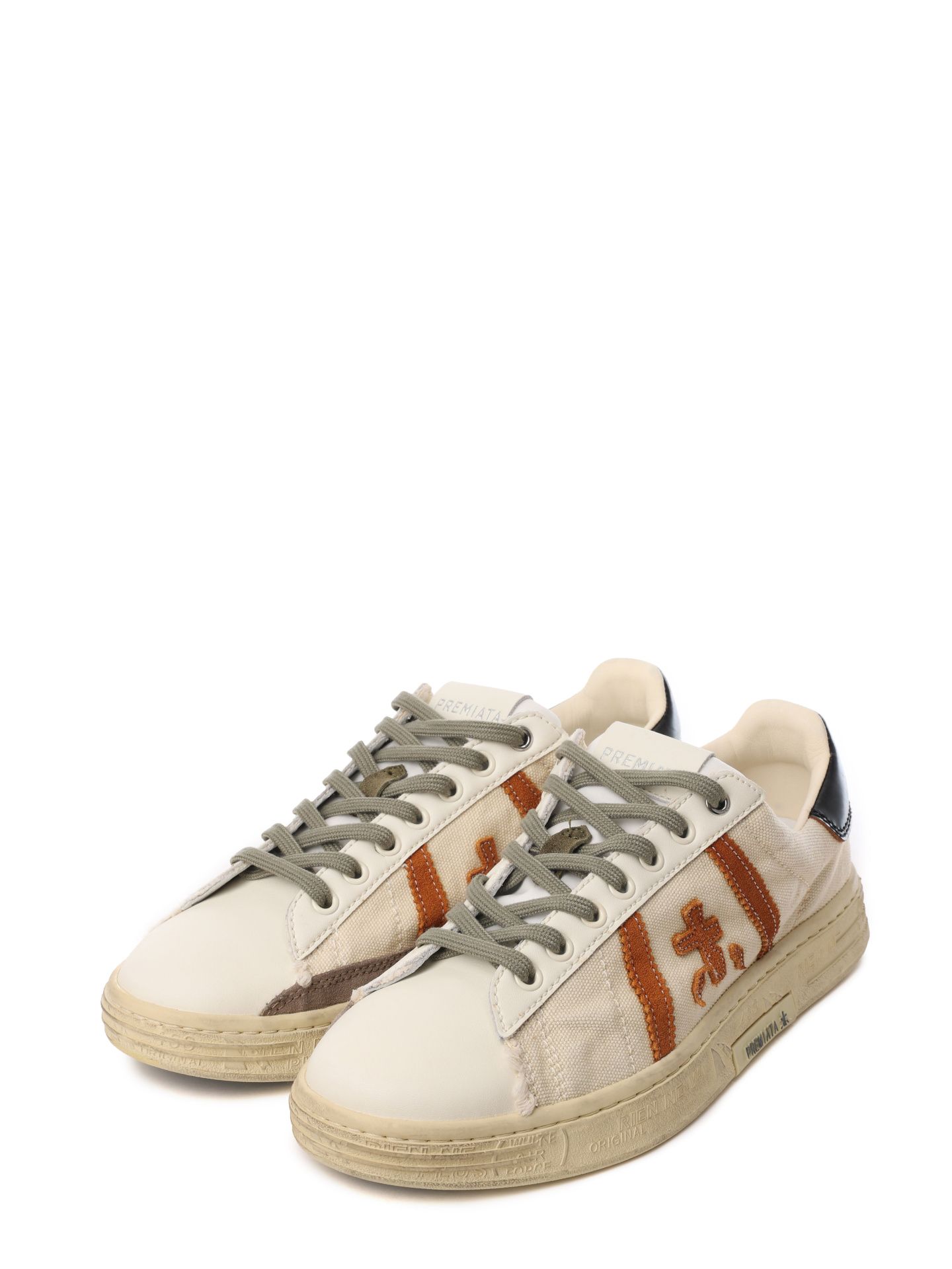 Кеды бежевые с рыжим логотипом-вставкой сбоку — купить в интернет-магазине Verdistore