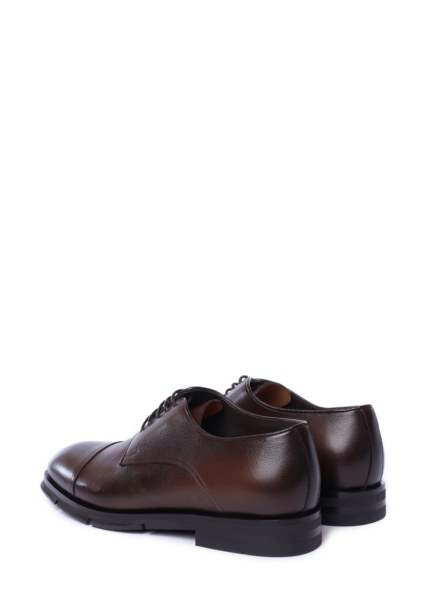 Дерби коричневые из гладкой кожи с каблуком и приподнятым носком — купить в интернет-магазине Verdistore