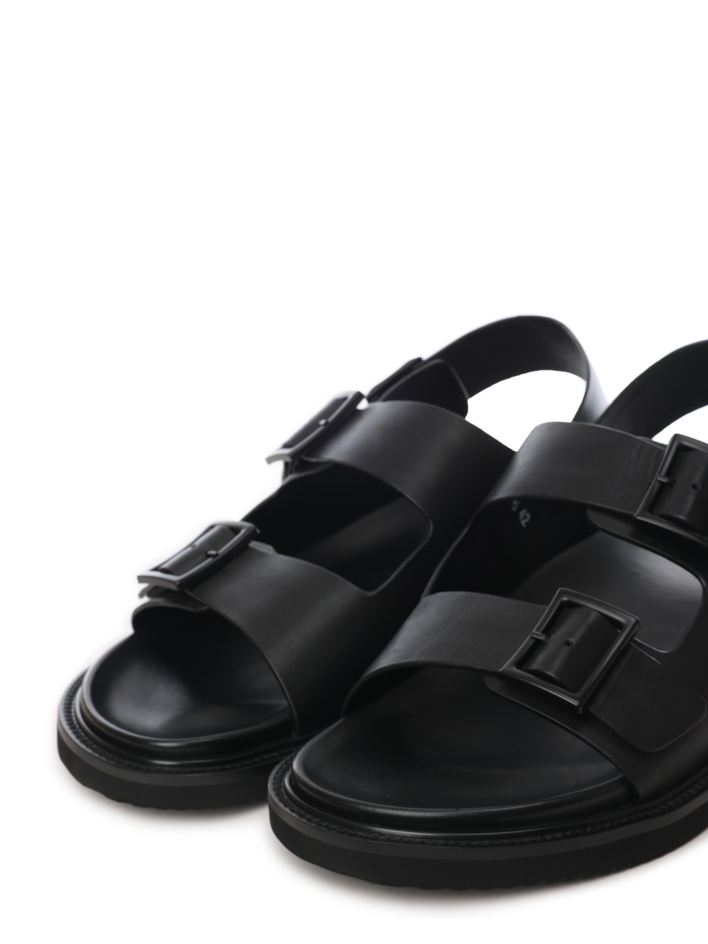 Сандалии черные с двумя широкими ремешками с пряжками — купить в интернет-магазине Verdistore