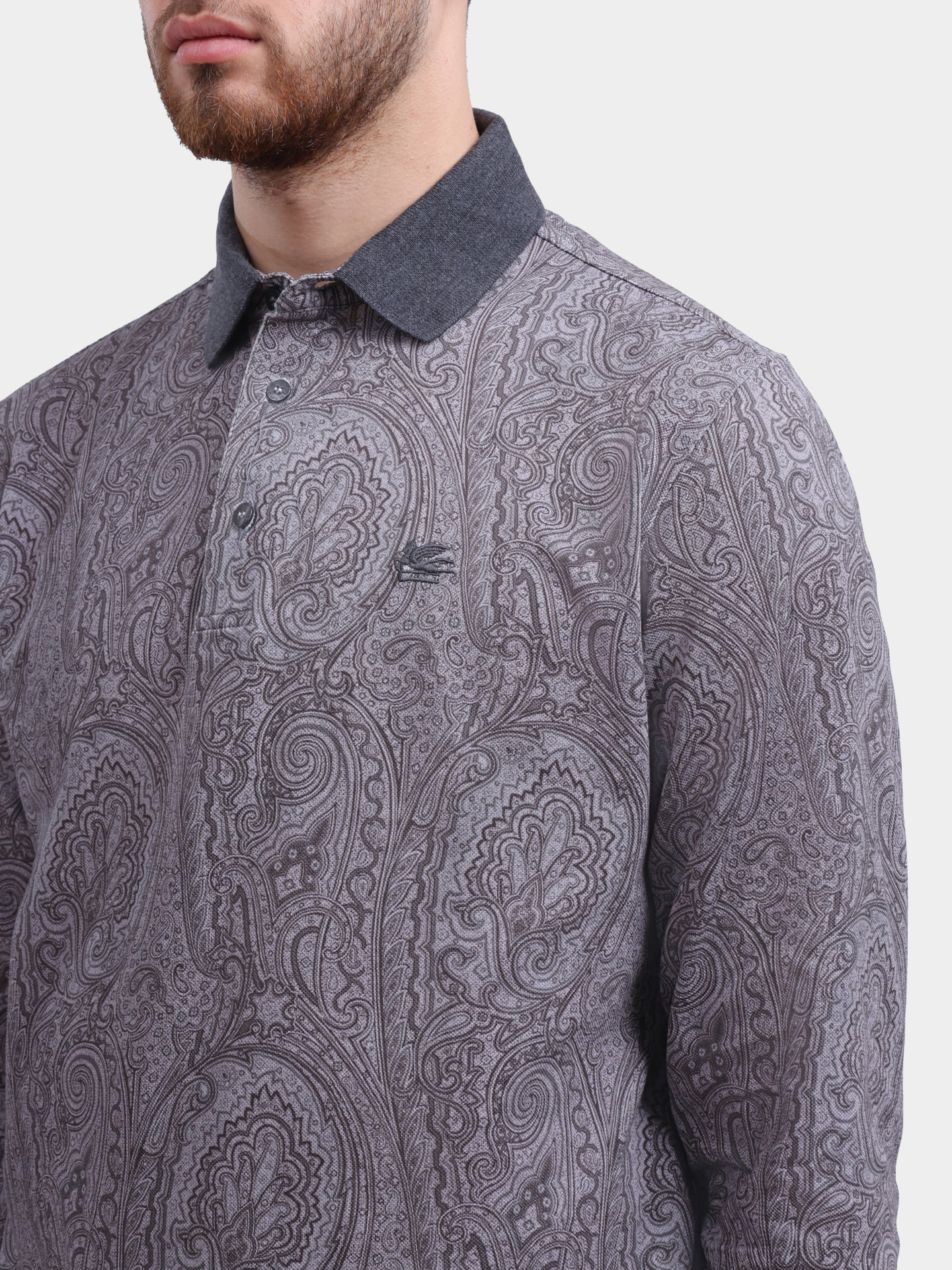 Поло ETRO MRMD0013 AV884 X0831 мужское с длиннымс рукавом и принтом пейсли — купить в интернет-магазине Verdistore