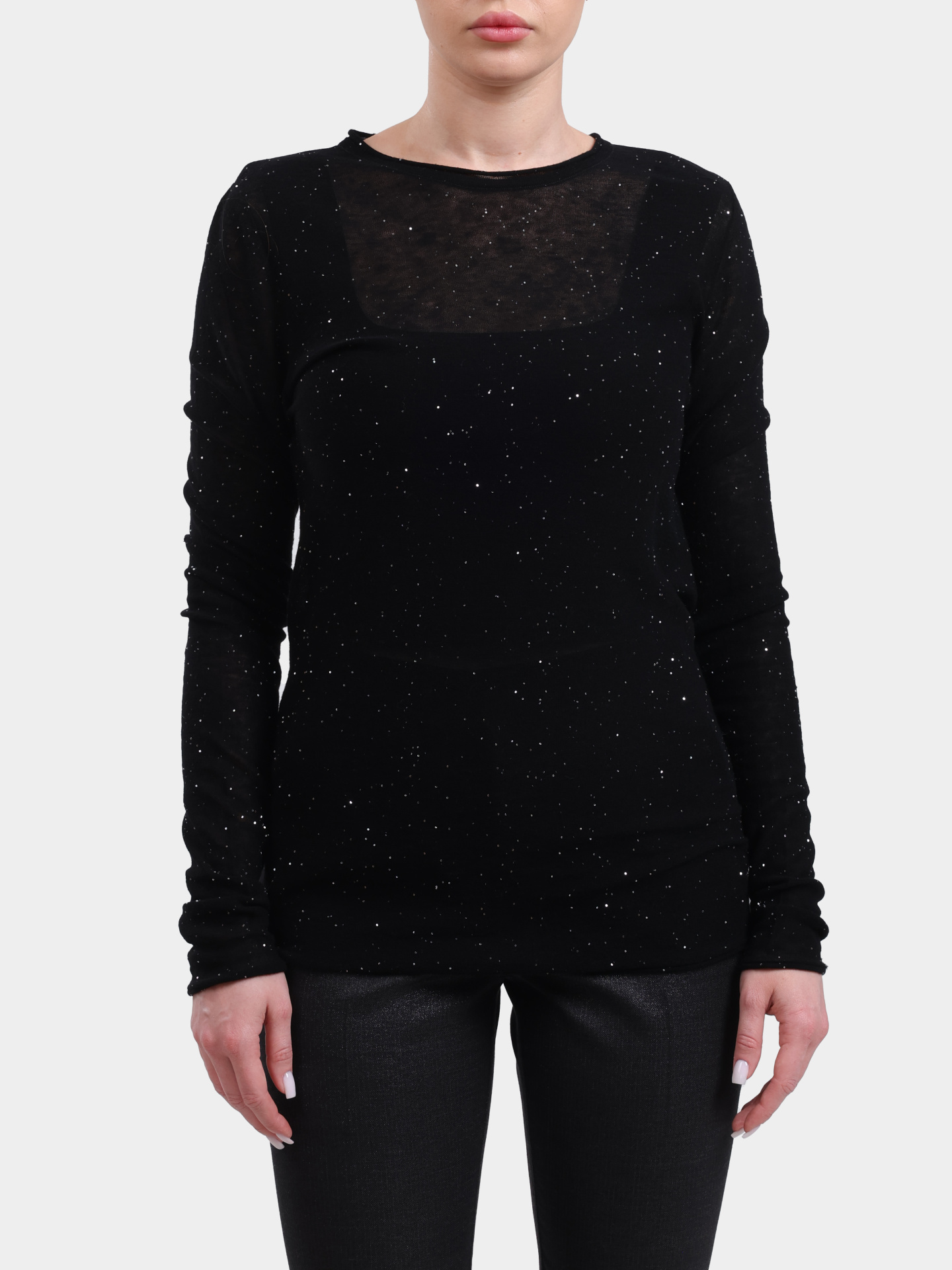 Лонгслив 105398 A2PM Z99 черный с пайетками — купить в интернет-магазине Verdistore