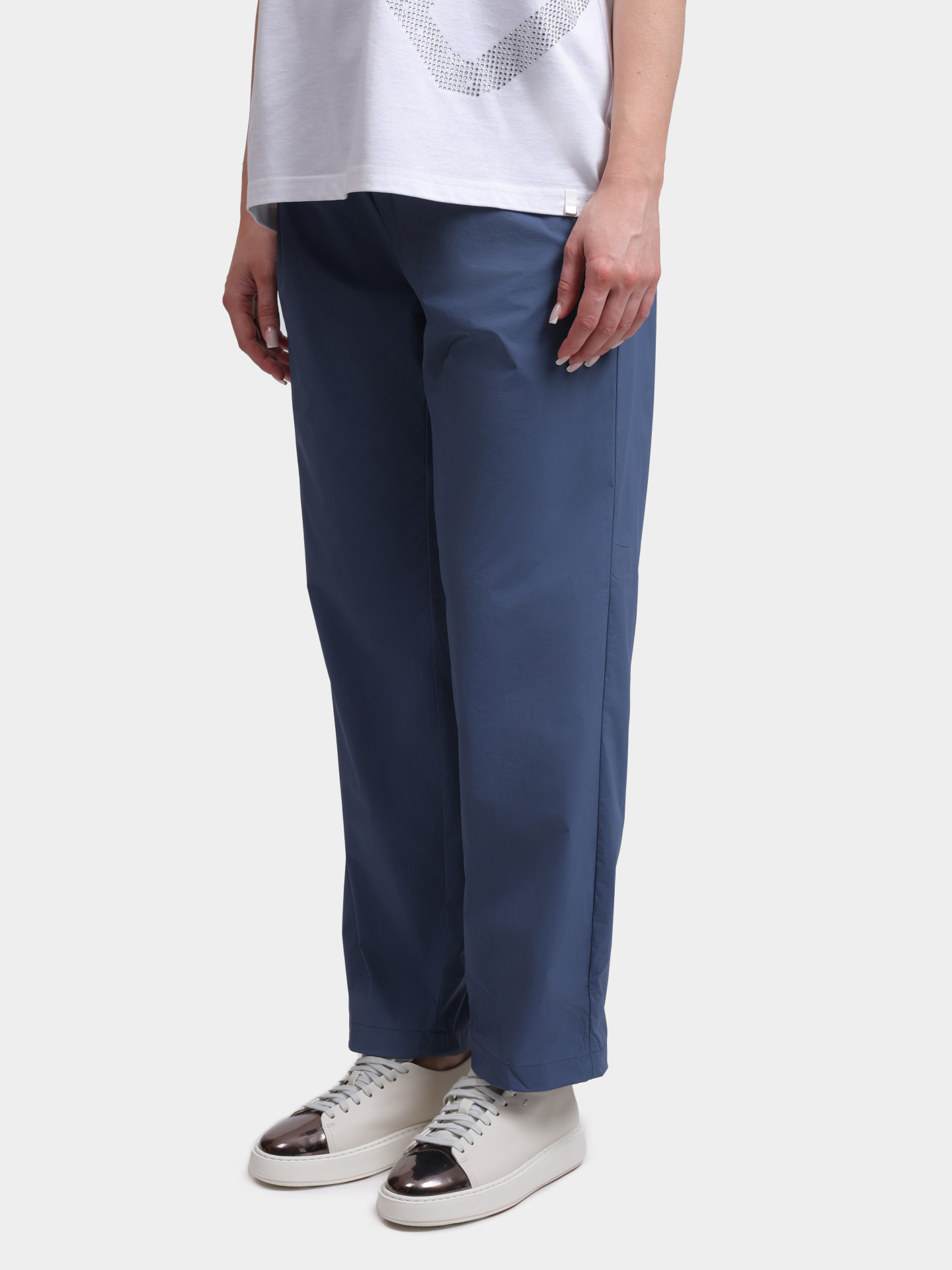 Брюки Herno PT000193U 12431SZ 9119 голубые женские с поясом на кулиске  — купить в интернет-магазине Verdistore