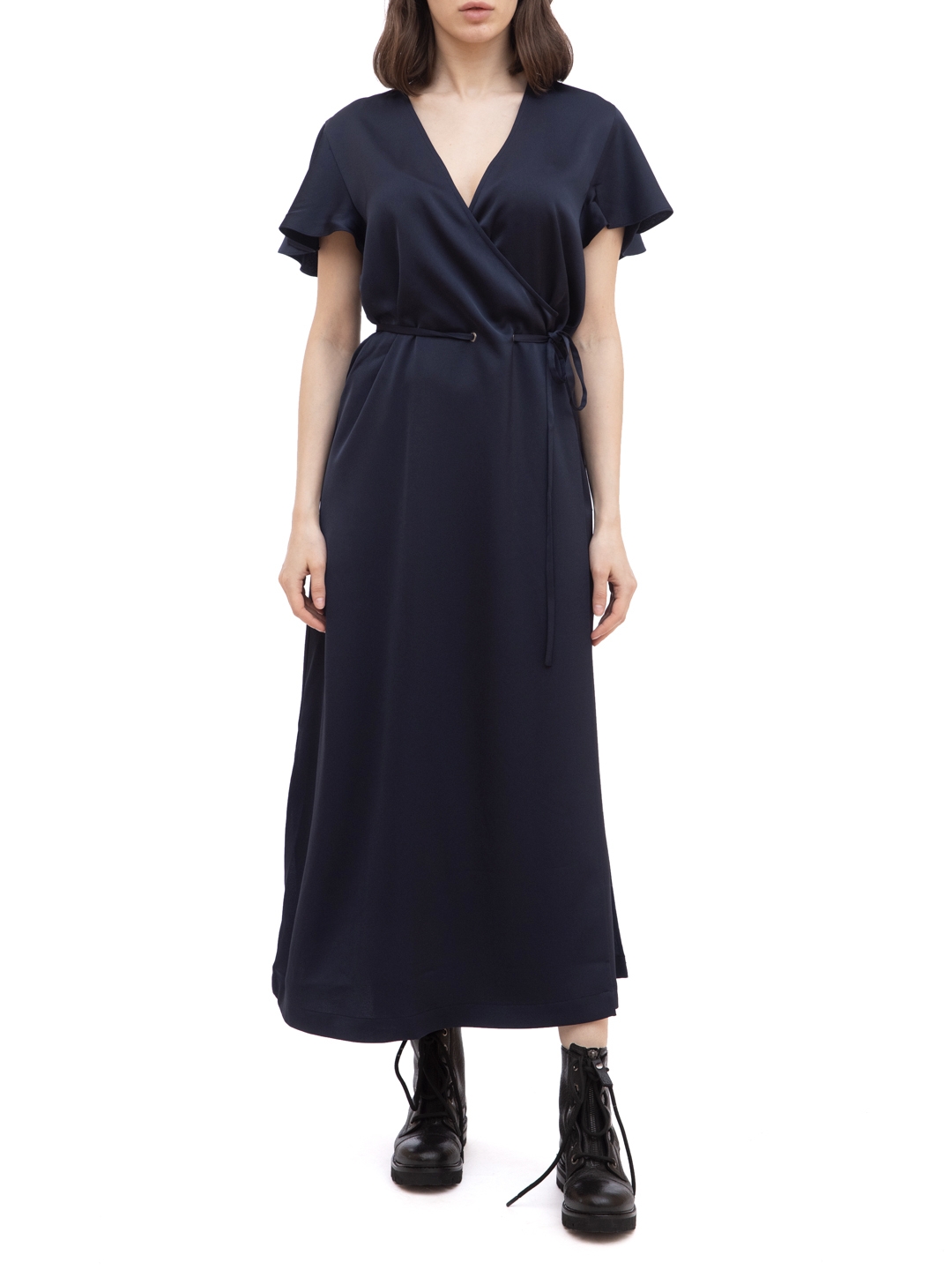 Платье Armani Exchange 3KYA17 темно-синее женское на запах — купить в интернет-магазине Verdistore