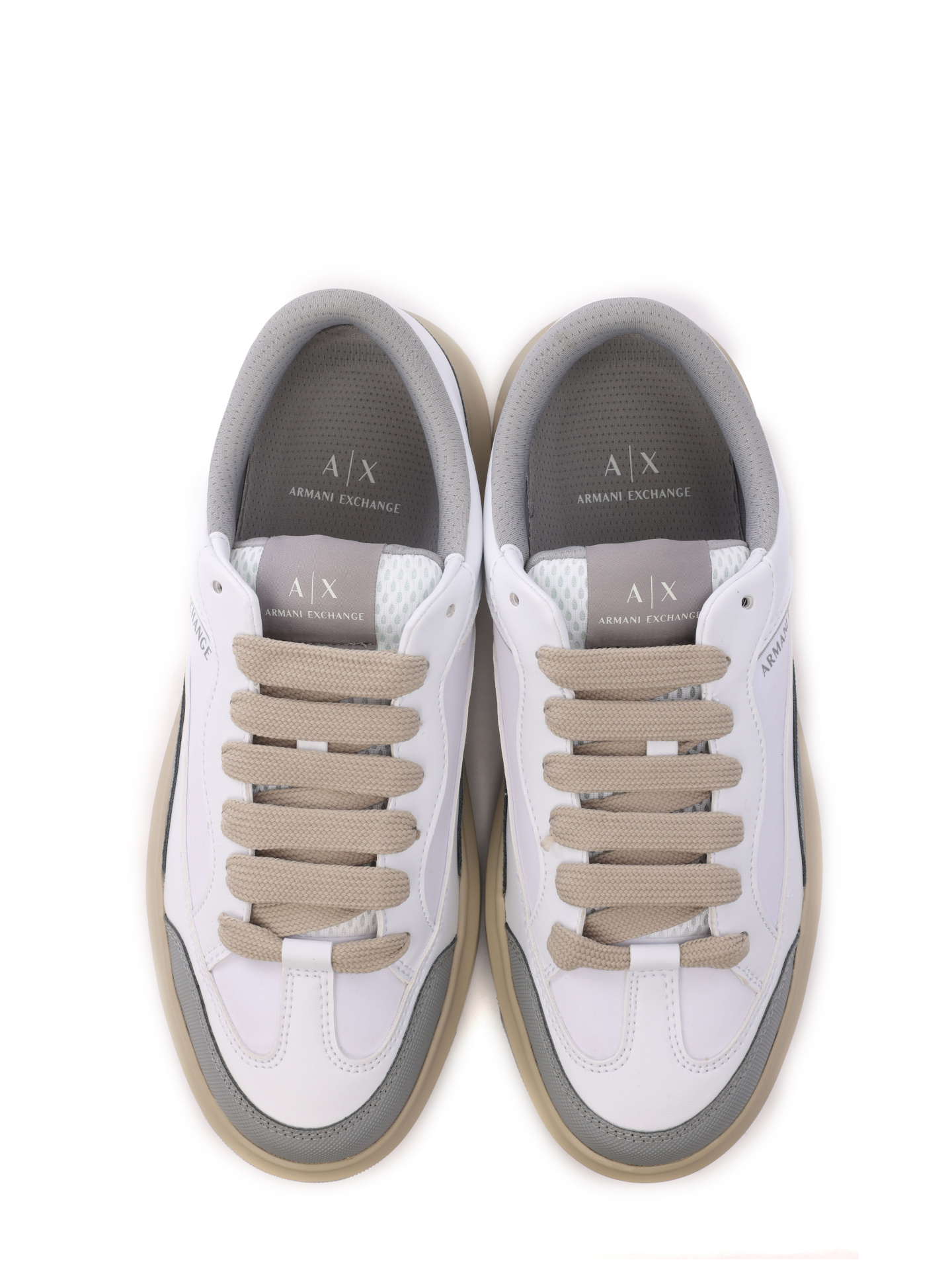 Кеды Armani Exchange XUX191 XV784 K525 комбинированные мужские на бежевой подошве — купить в интернет-магазине Verdistore