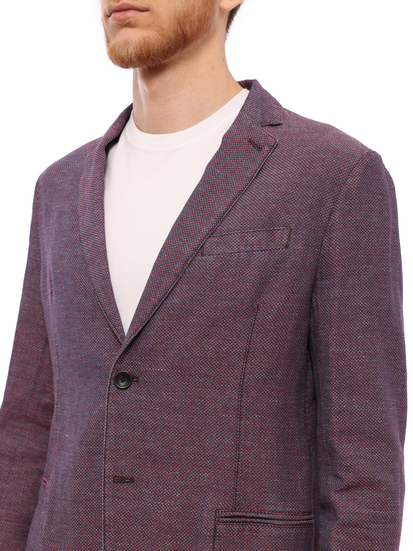 Пиджак Armani Collezioni TCG070 мужсой из фактурной ткани — купить в интернет-магазине Verdistore