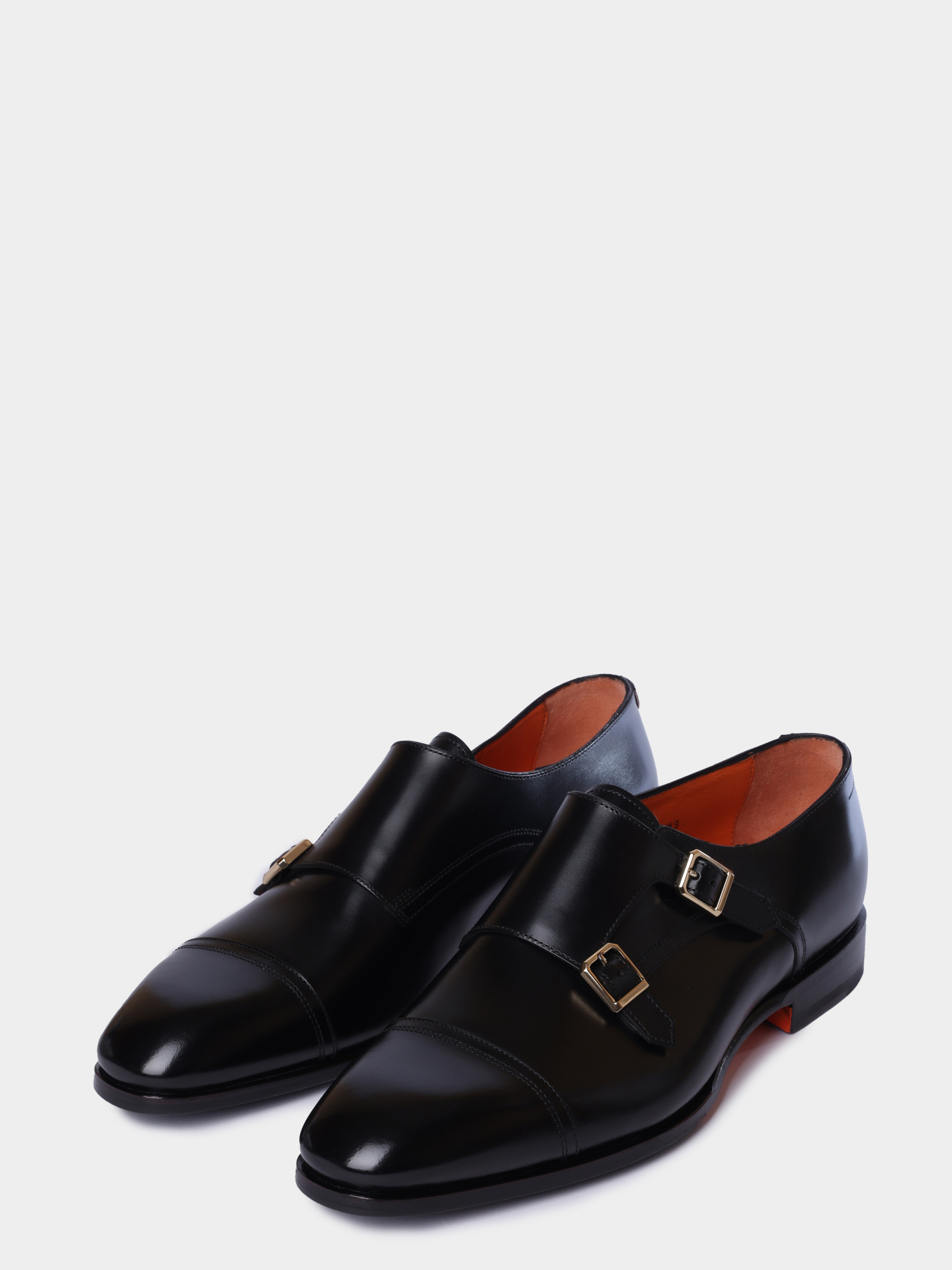 Монки Santoni MCAG19027JJ6BNTGN01 черные мужские из натуральной кожи с двумя пряжками — купить в интернет-магазине Verdistore