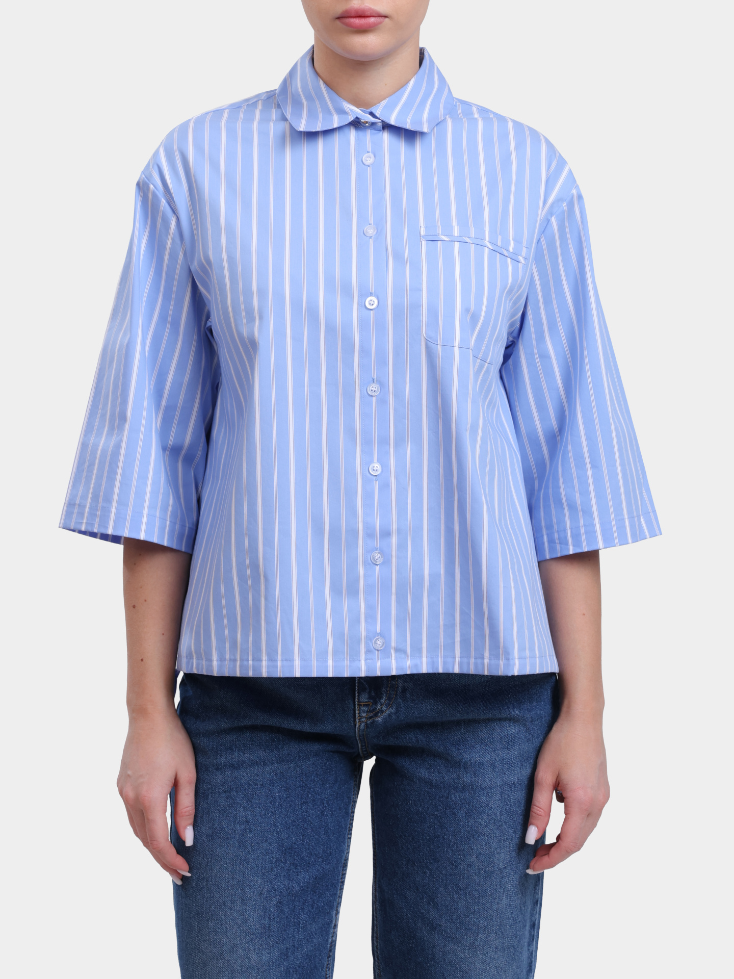 Рубашка Liu-Jo WA6417 T405A N9374 голубая женская в полоску — купить в интернет-магазине Verdistore