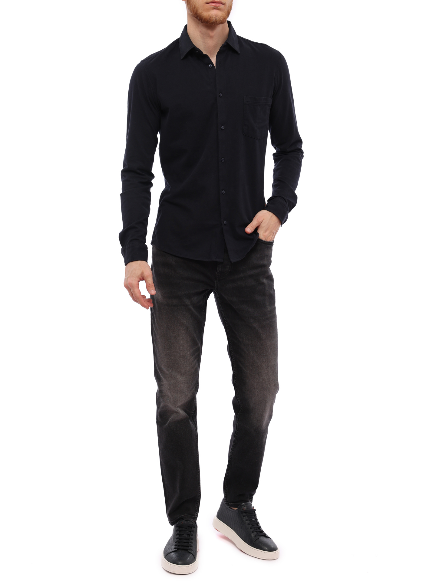 Рубашка Boss 50491112 404 темно-синяя мужская из хлопка — купить в интернет-магазине Verdistore