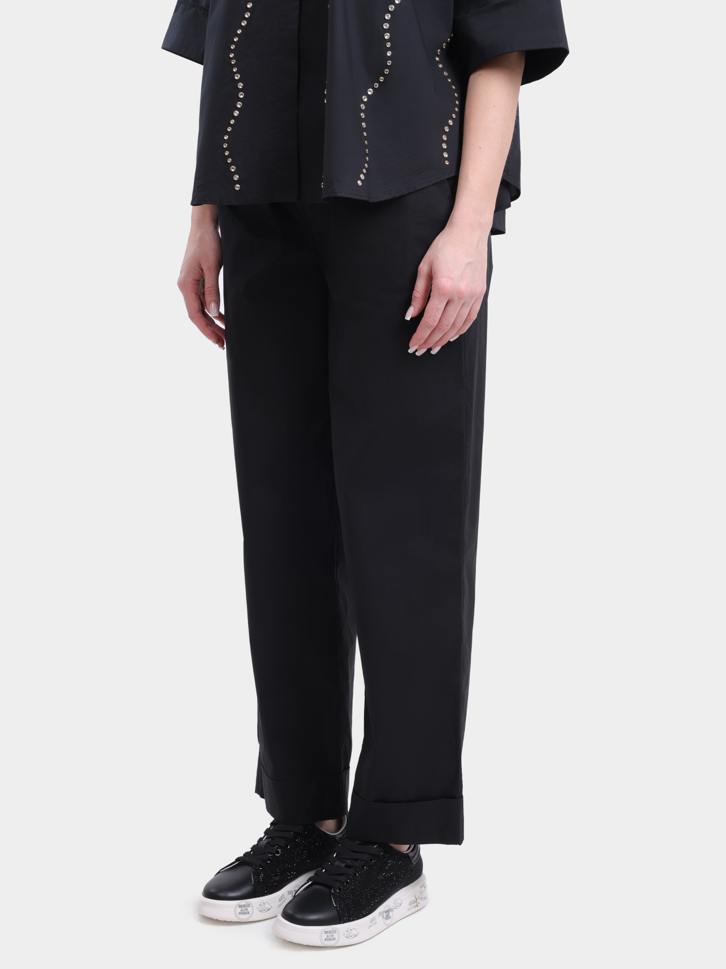 Брюки Liu-Jo BLACK LABEL CA6249 TS246 22222 черные женские прямого кроя  — купить в интернет-магазине Verdistore