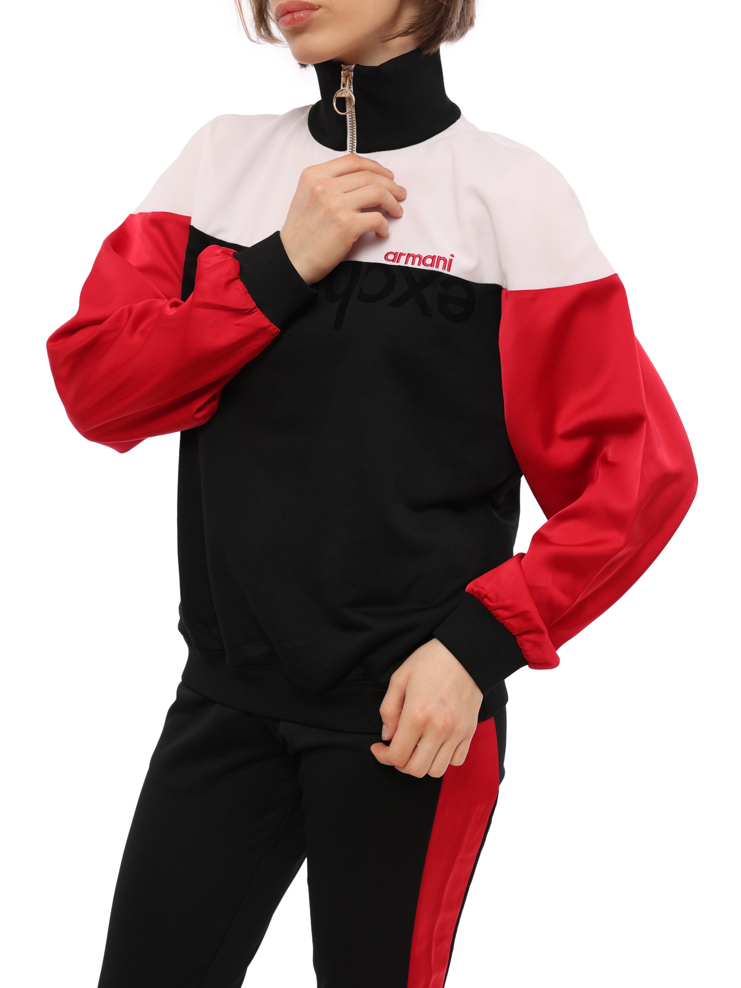 Мастерка Armani Exchange 6HYM88 YJ8EZ 7280 комбинированная женская с воротом-стойкой — купить в интернет-магазине Verdistore