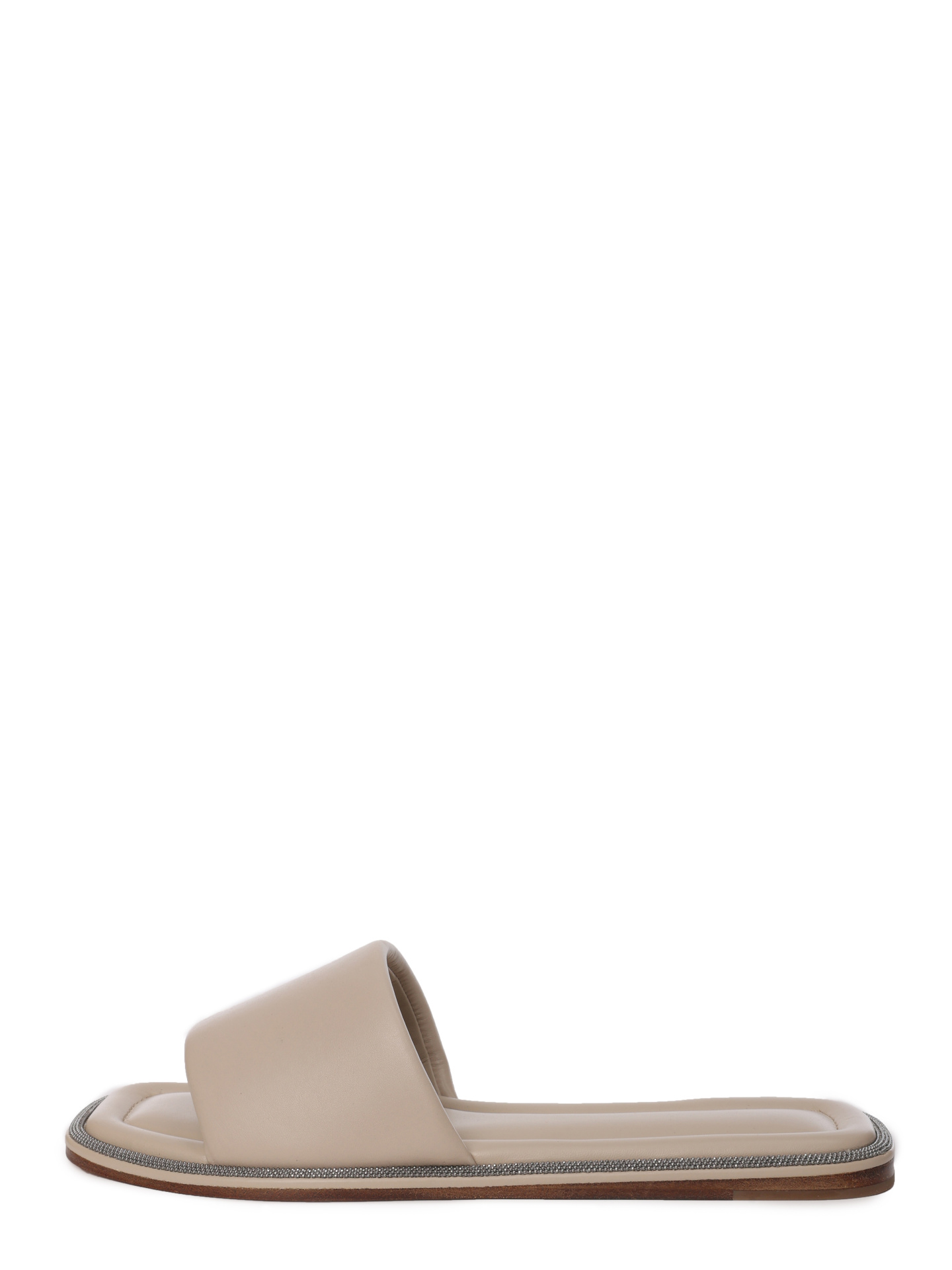 Шлепанцы Brunello Cucinelli MZCWCB1358 C8238 бежевые женские из кожи — купить в интернет-магазине Verdistore