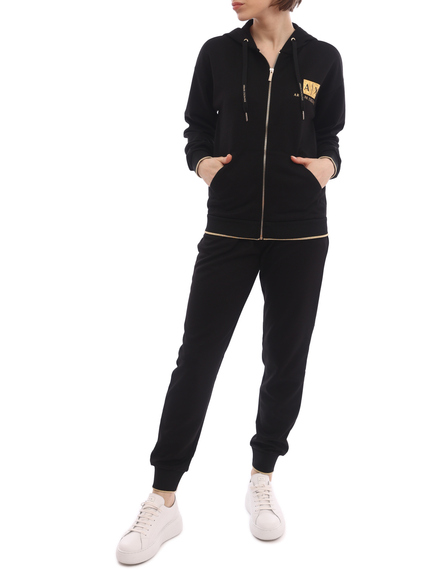 Мастерка Armani Exchange 3LYMGA YJ1GZ 02DX черная женская с золотистой отделкой — купить в интернет-магазине Verdistore