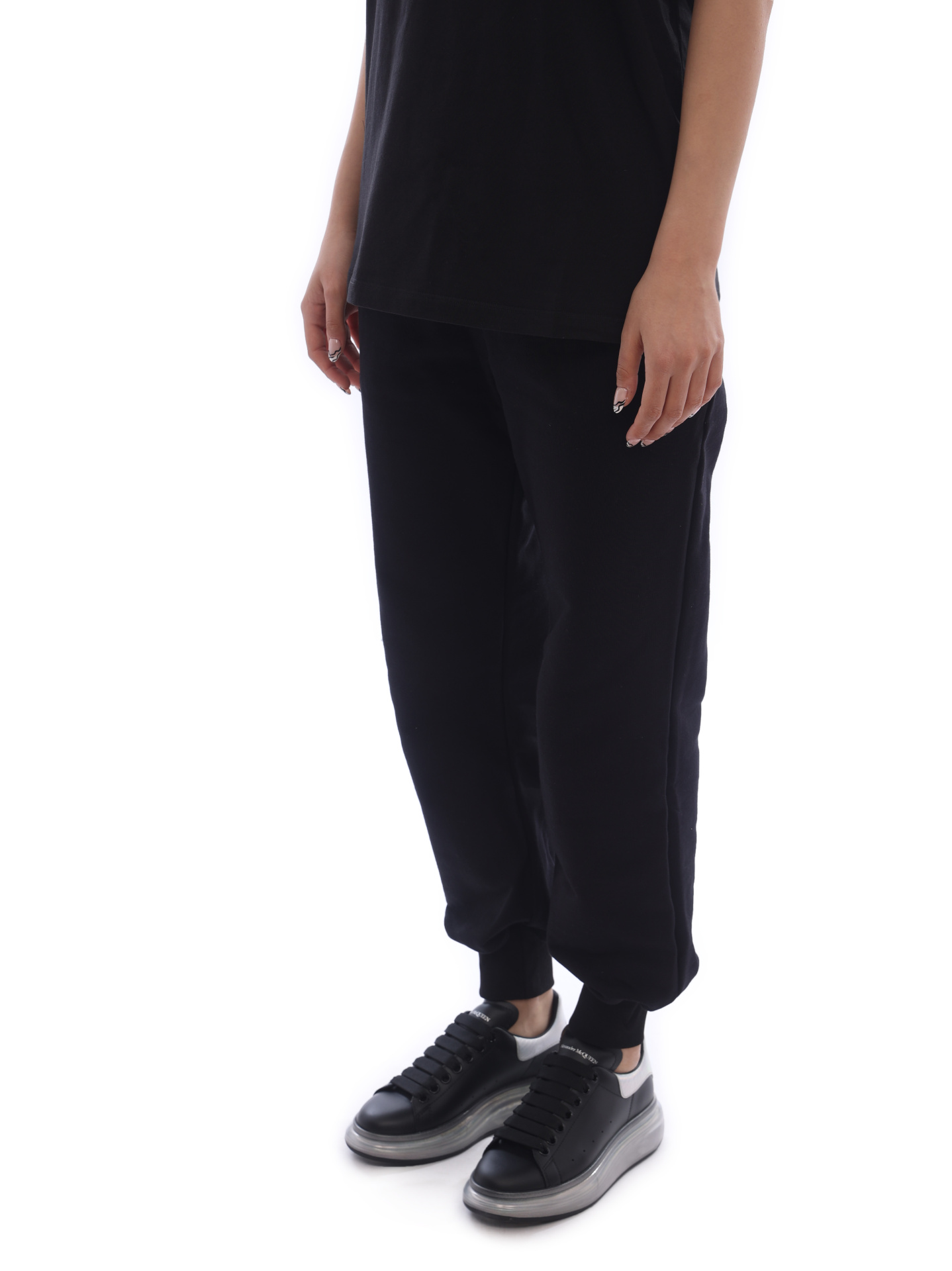 Брюки Alexander McQueen 658545-QZAD5-0520 черные женские — купить в интернет-магазине Verdistore