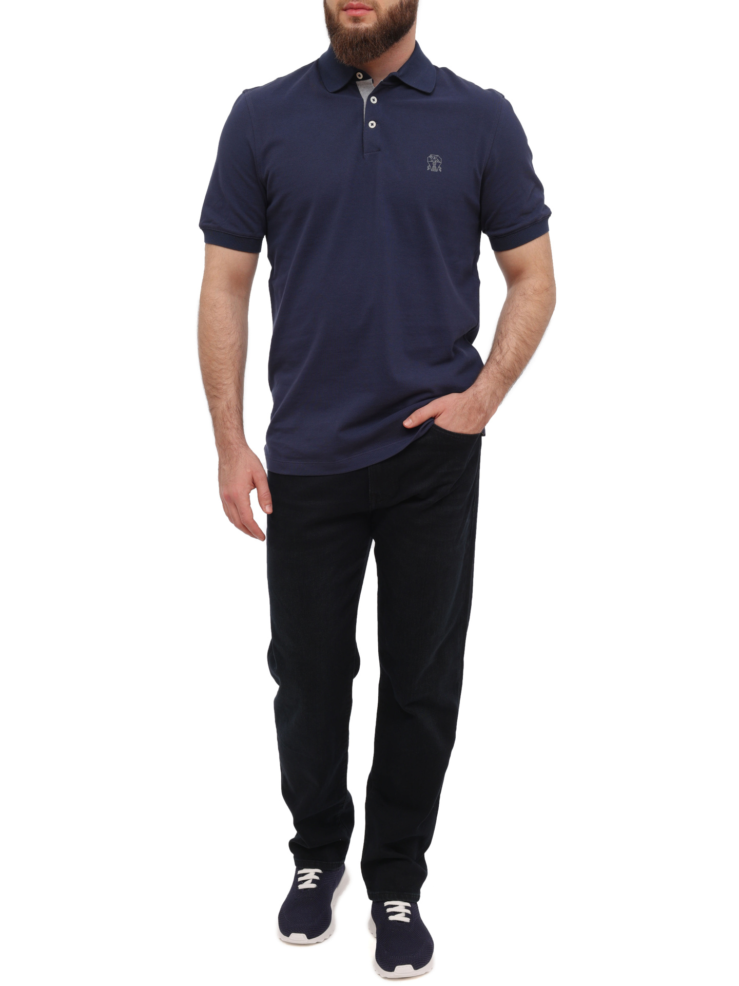 Поло Brunello Cucinelli ME8548765 CYZ74 хлопковое мужское с логотипом — купить в интернет-магазине Verdistore