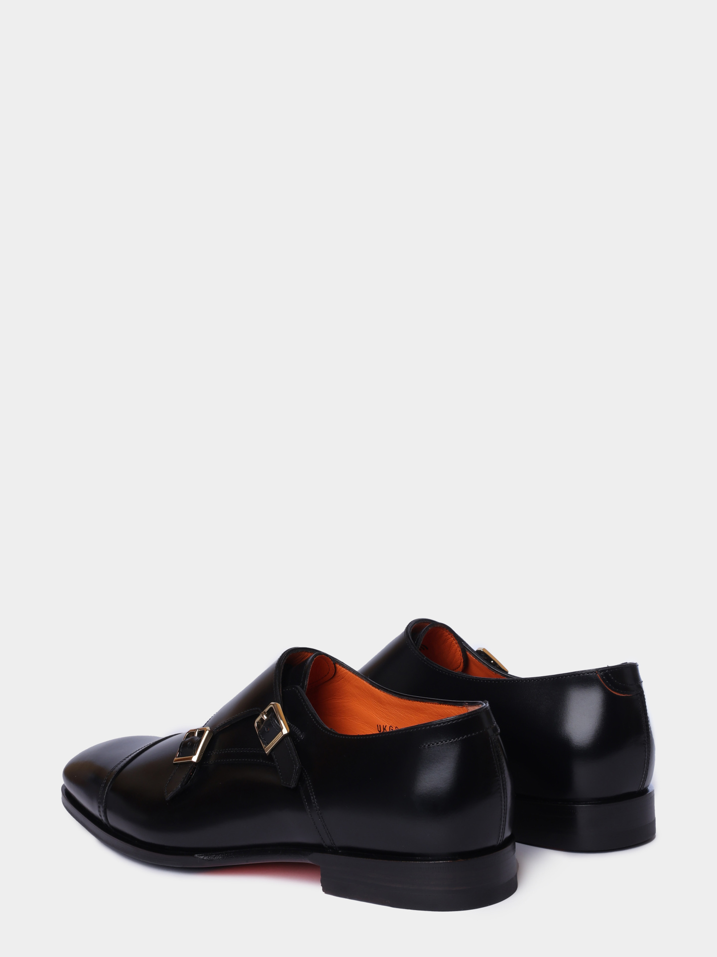 Монки Santoni MCAG19027JJ6BNTGN01 черные мужские из натуральной кожи с двумя пряжками — купить в интернет-магазине Verdistore