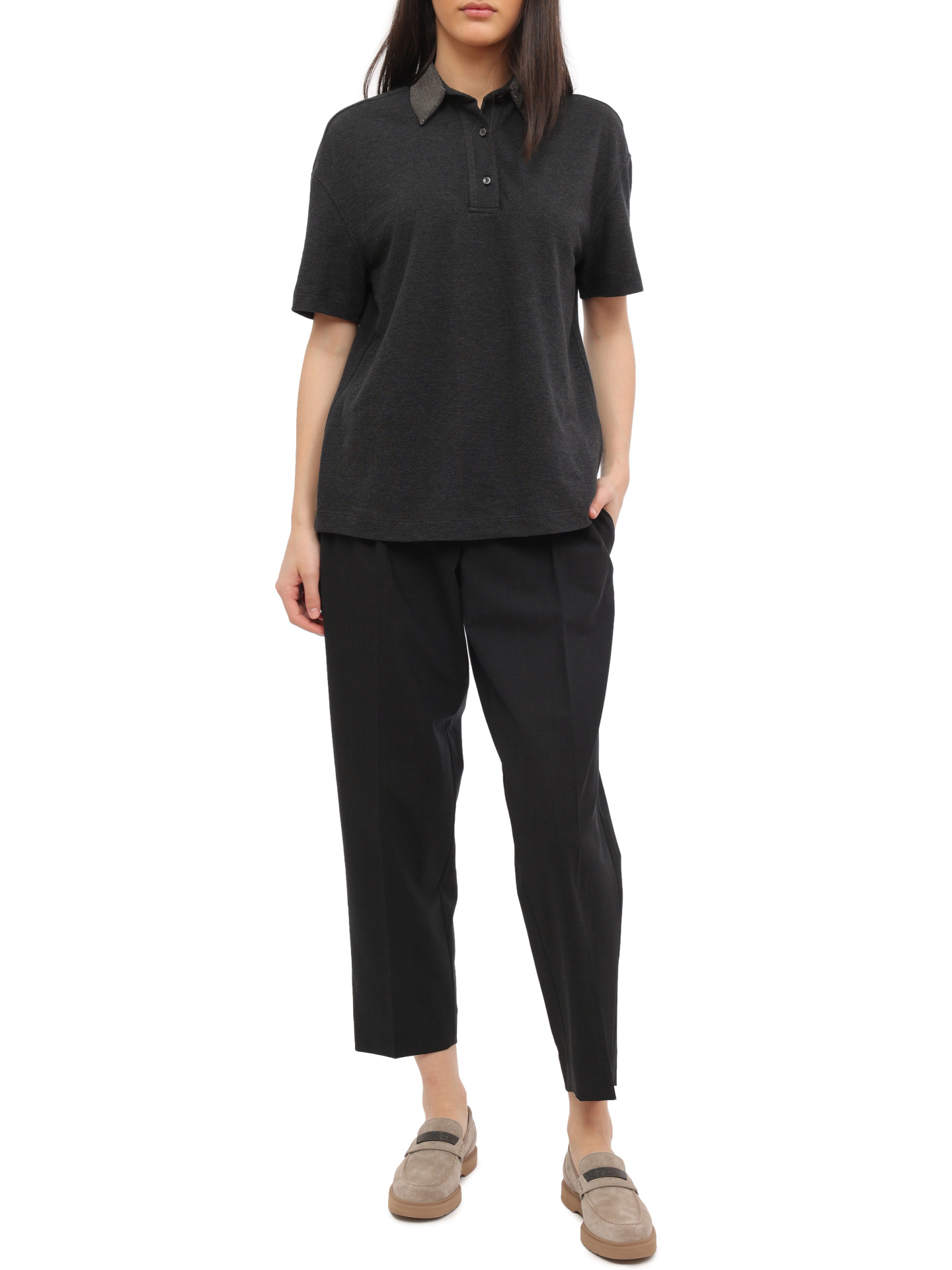 Брюки Brunello Cucinelli M0W08B1219 C2803 шерстяные женские с защипами — купить в интернет-магазине Verdistore