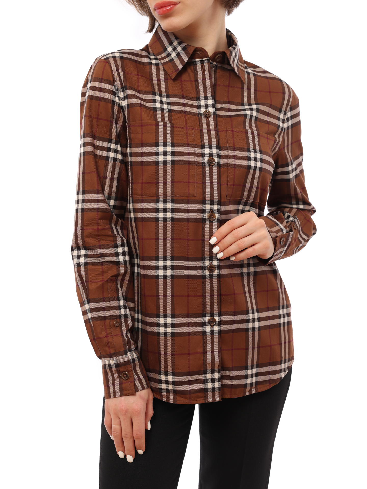 Рубашка Burberry 8063163 A9011 хлопковая женская в клетку — купить в интернет-магазине Verdistore