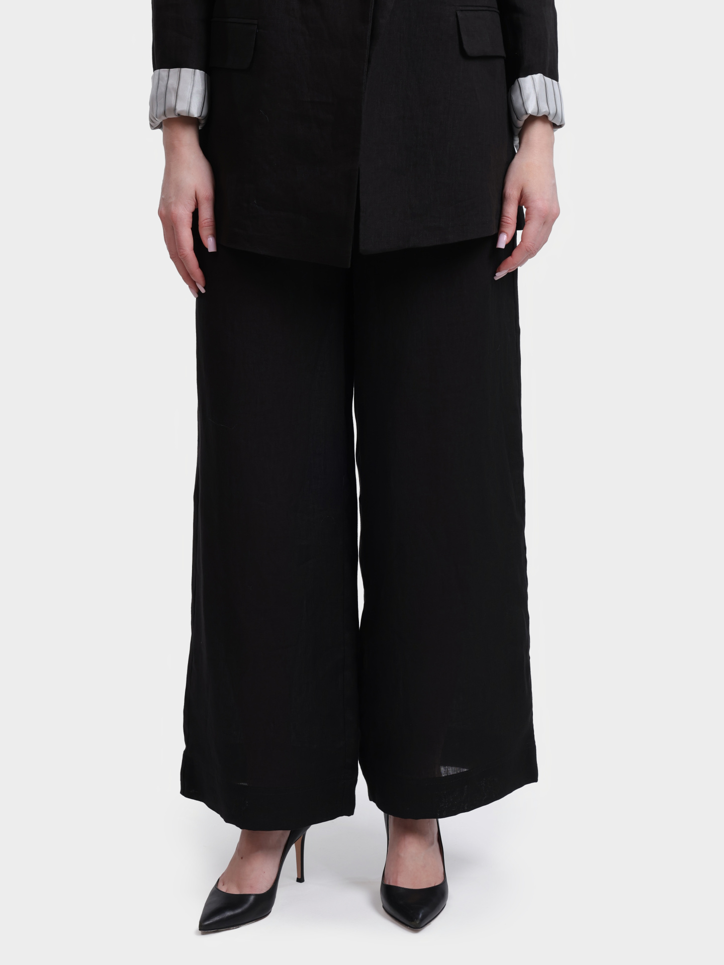 Брюки Marella Sport MLSUOMO 006 черные женские льняные прямого кроя — купить в интернет-магазине Verdistore