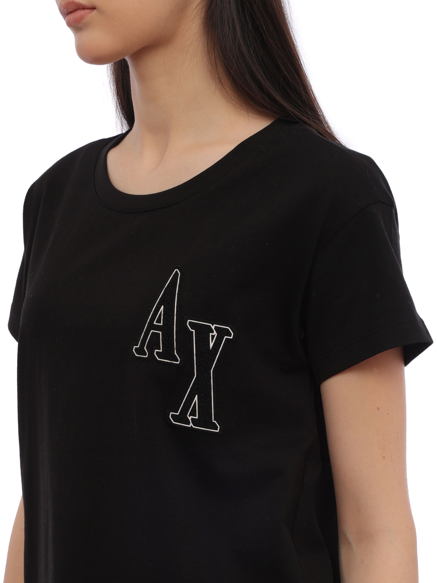 Футболка Armani Exchange 6RYT38 YJ7VZ 1200 черная женская из хлопка — купить в интернет-магазине Verdistore