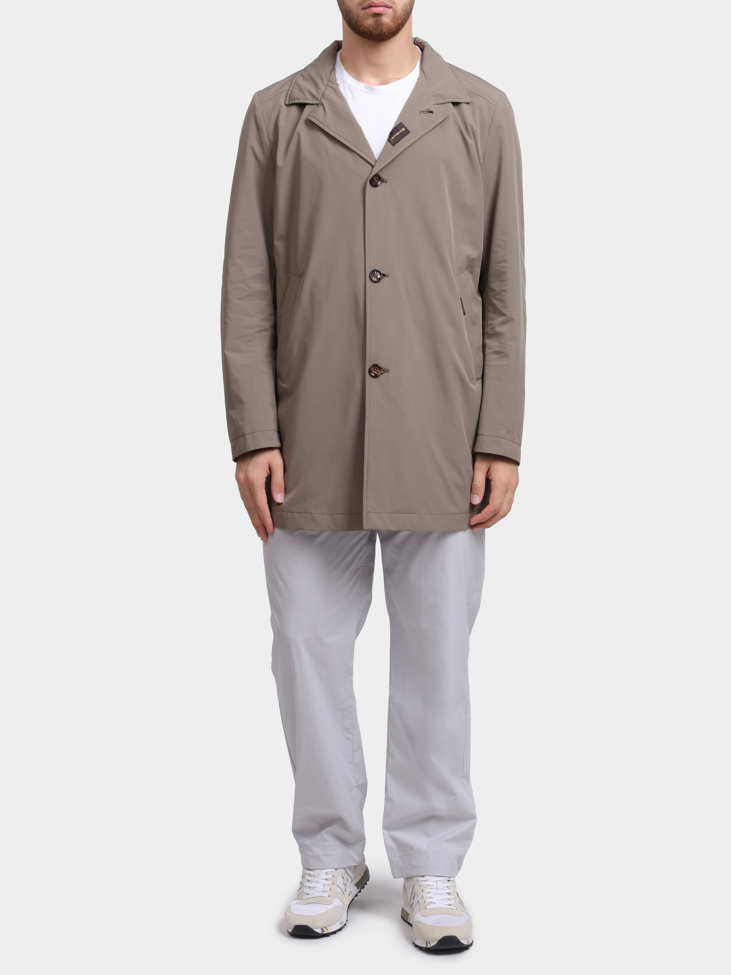 Тренч MooRER HEKTOR - KN бежевый однобортный мужской — купить в интернет-магазине Verdistore