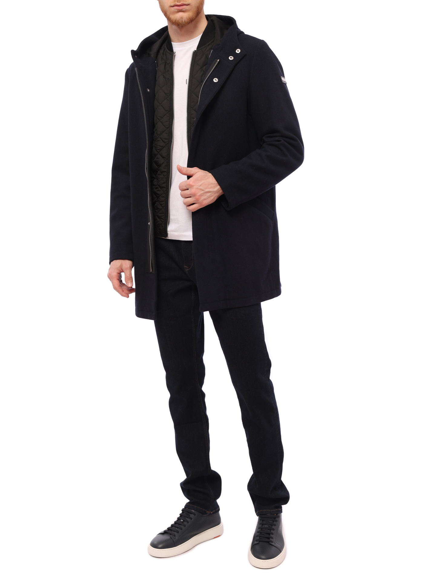 Пальто Armani Exchange 6ZZL06 ZNQUZ темно-синее мужское с