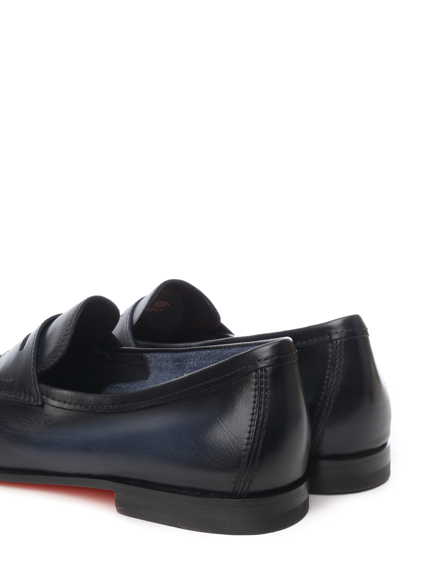 Лоферы темно-синие из гладкой кожи и на каблуке — купить в интернет-магазине Verdistore