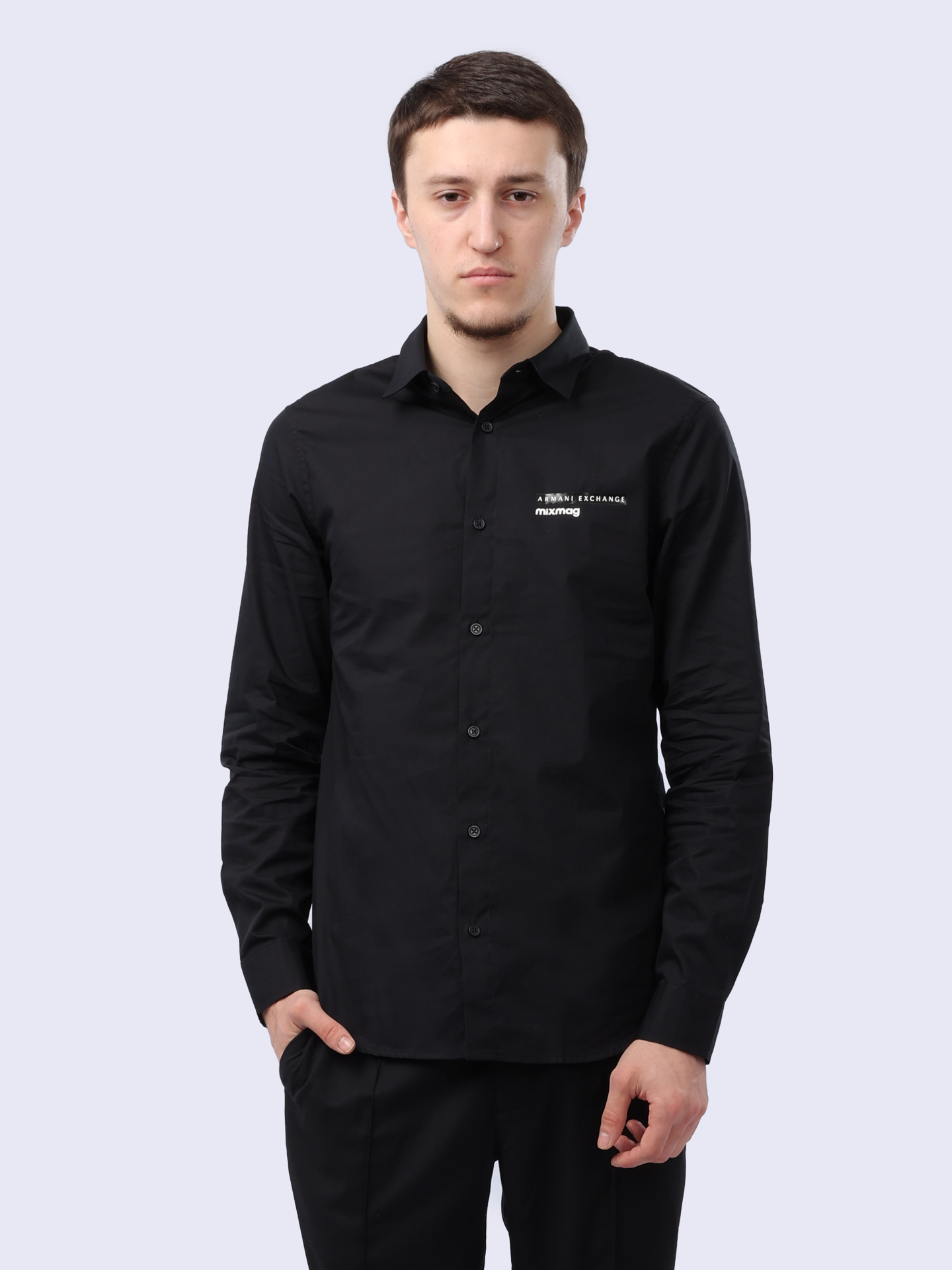 Рубашка Armani Exchange 3DZC26 ZNXLZ 1200 черная мужская — купить в интернет-магазине Verdistore