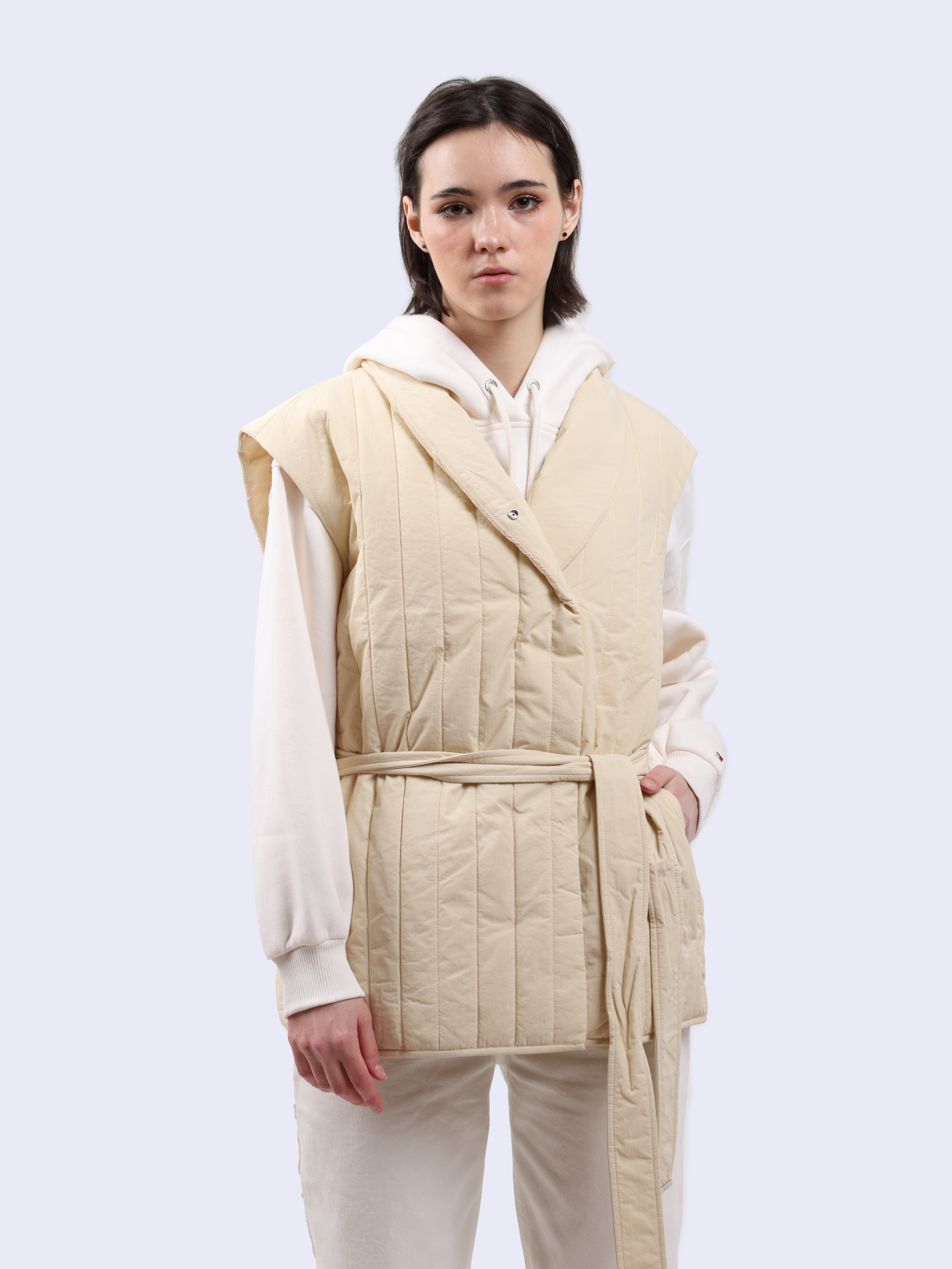 Жилет Calvin Klein K20K207101 PGD молочный женский с поясом — купить в интернет-магазине Verdistore