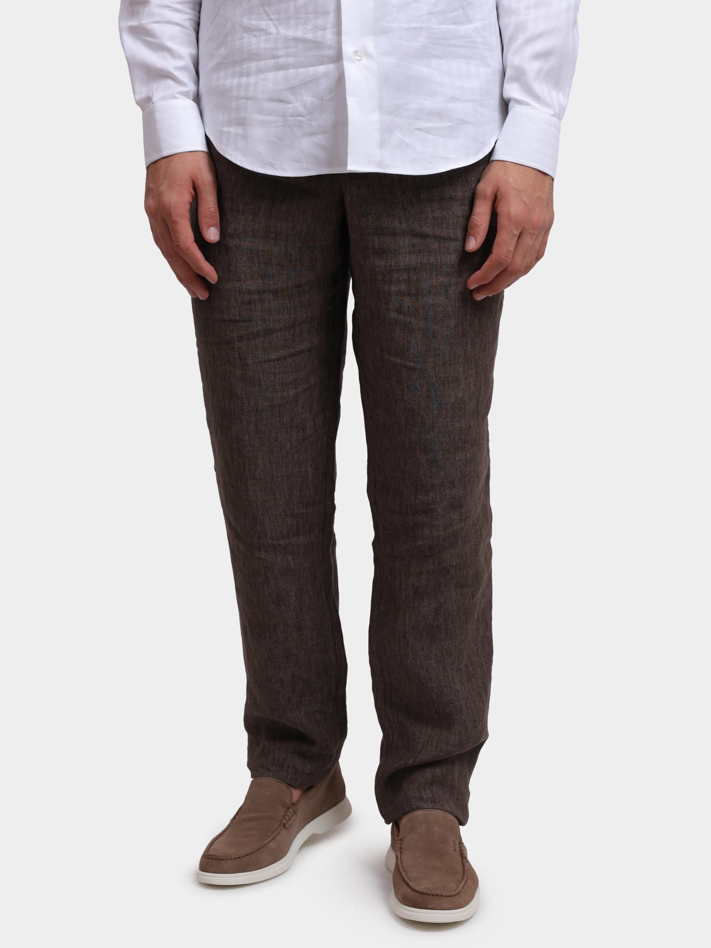 Брюки Emporio Armani EM000496 TE10410 O6002 льняные мужские — купить в интернет-магазине Verdistore
