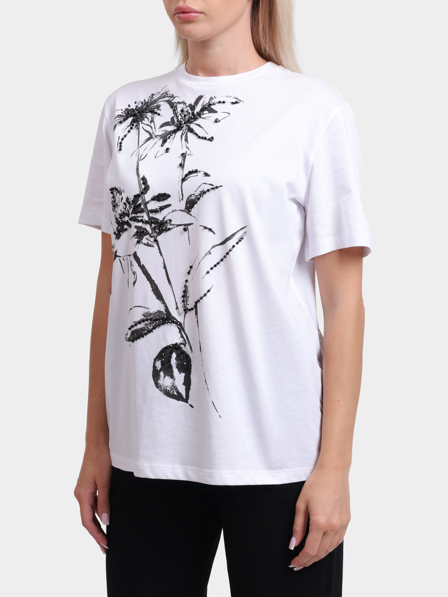 Футболка Liu-Jo CF5382 J6308 W9992 белая женская из хлопка — купить в интернет-магазине Verdistore