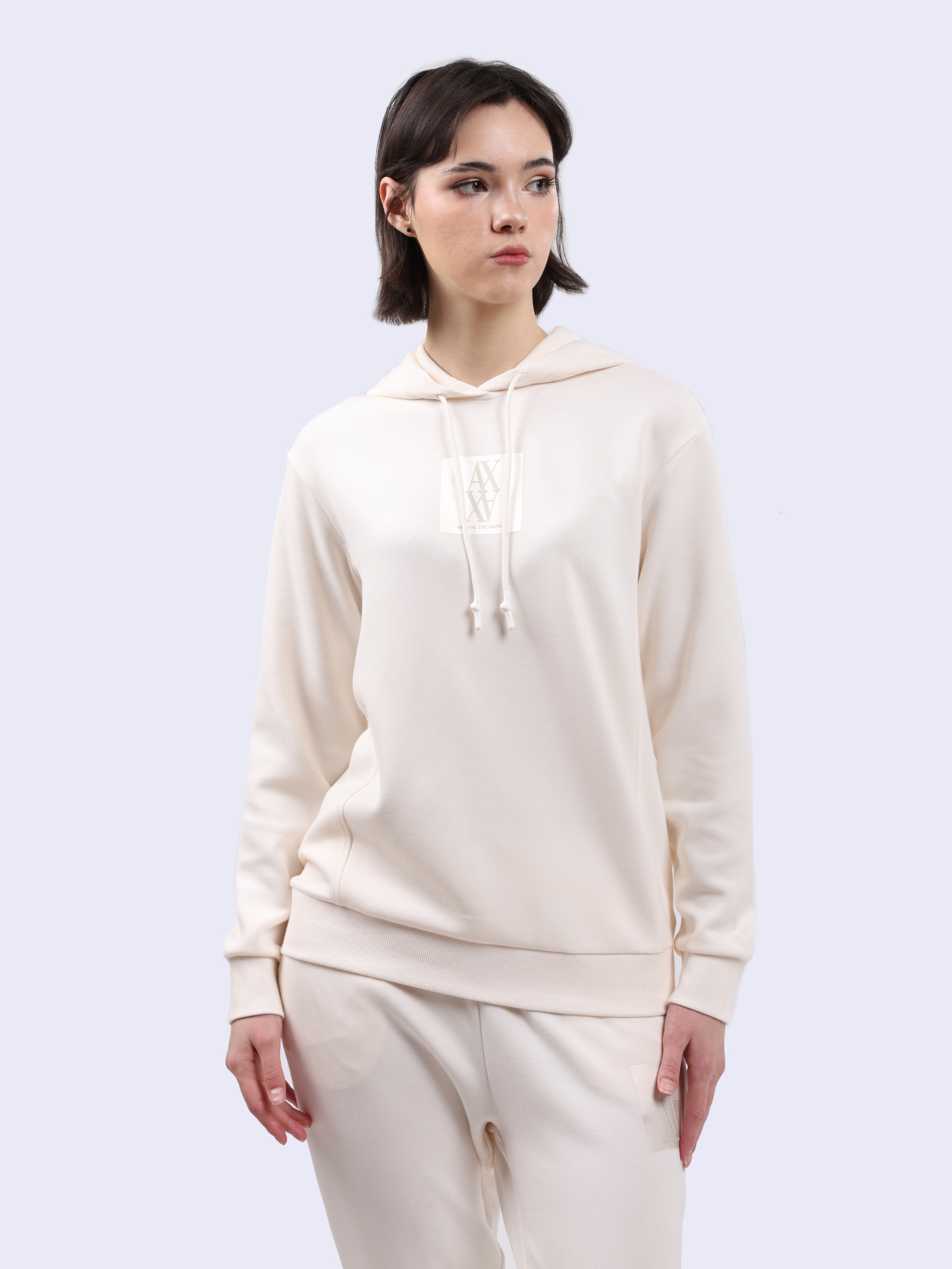 Худи Armani Exchange 6DYM78 YJEGZ 1130 белое женское — купить в интернет-магазине Verdistore