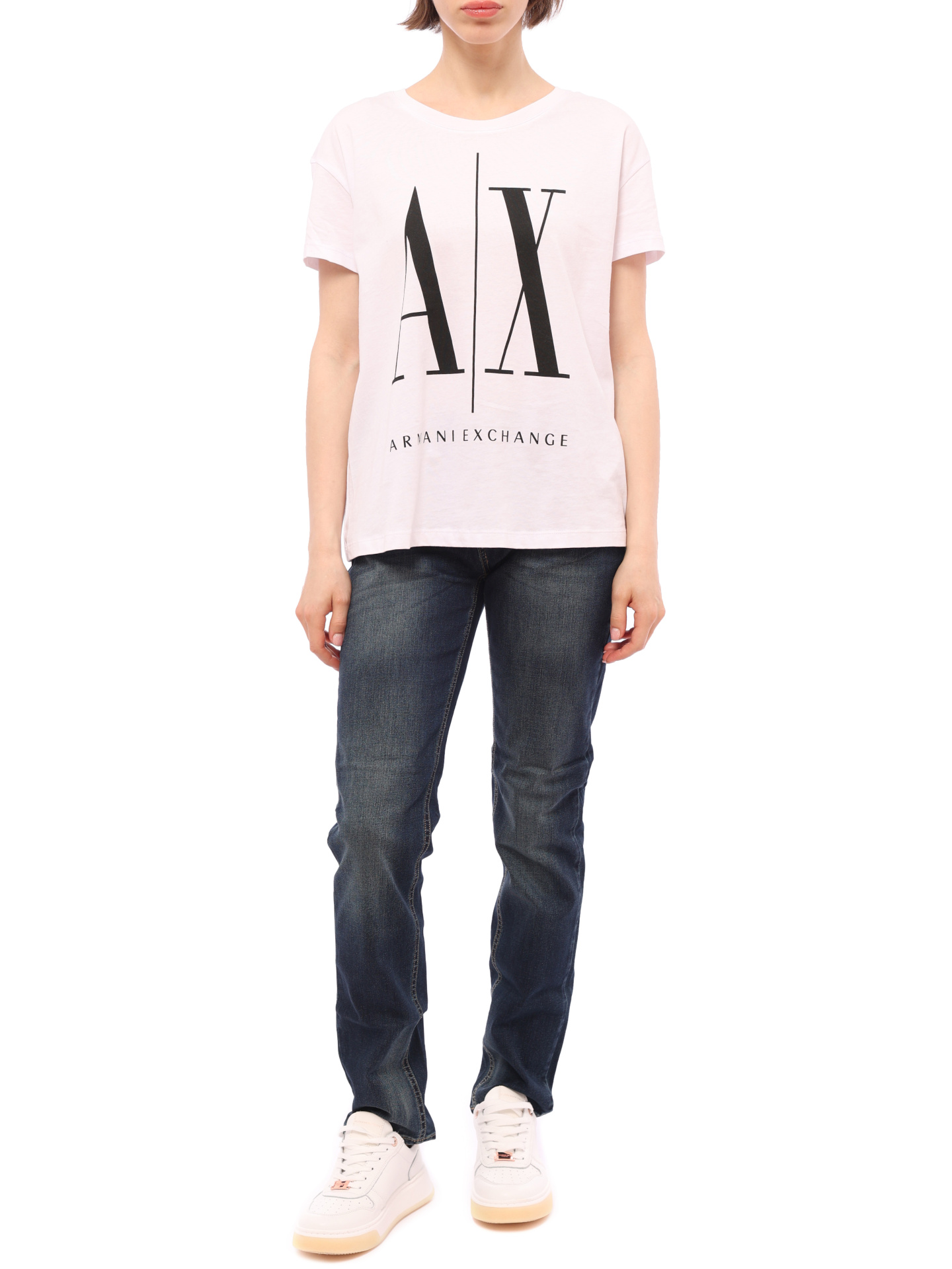 Джинсы Armani Exchange 3GYJ44 темно-синие женские с потертостями — купить в интернет-магазине Verdistore