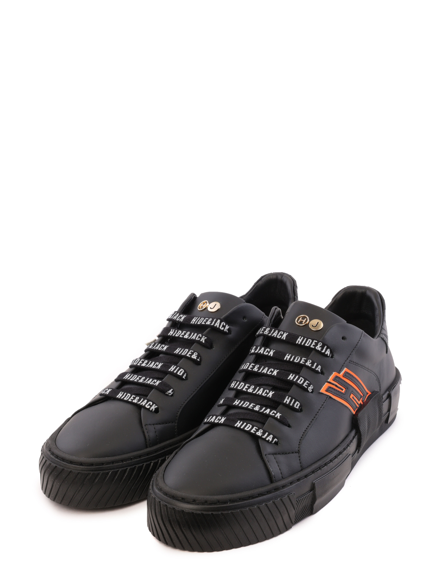 Кеды черные кожаные с оранжевыми и белыми вставками — купить в интернет-магазине Verdistore