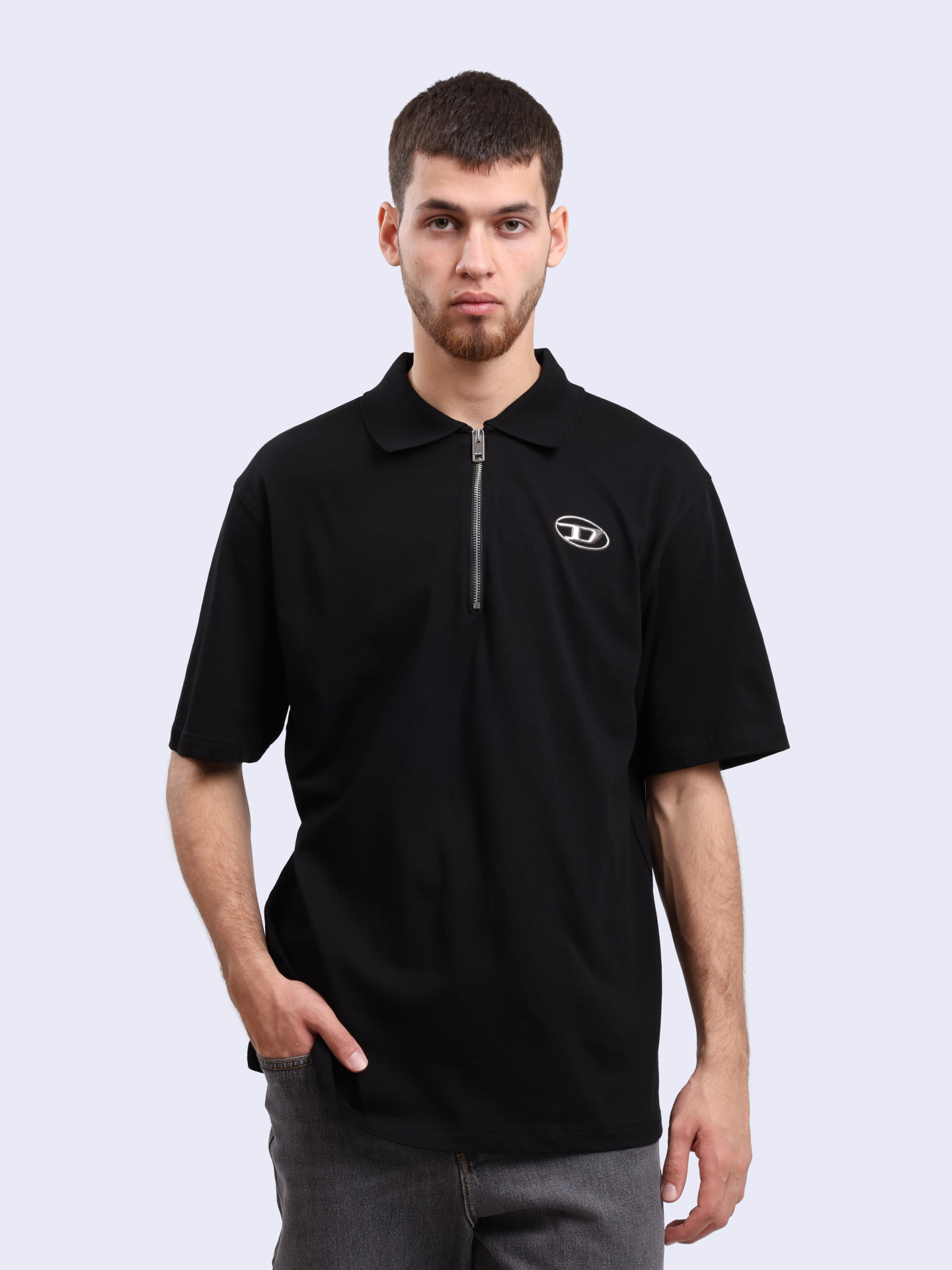 Поло Diesel A112510CLBR9XX хлопковое мужское на молнии — купить в интернет-магазине Verdistore