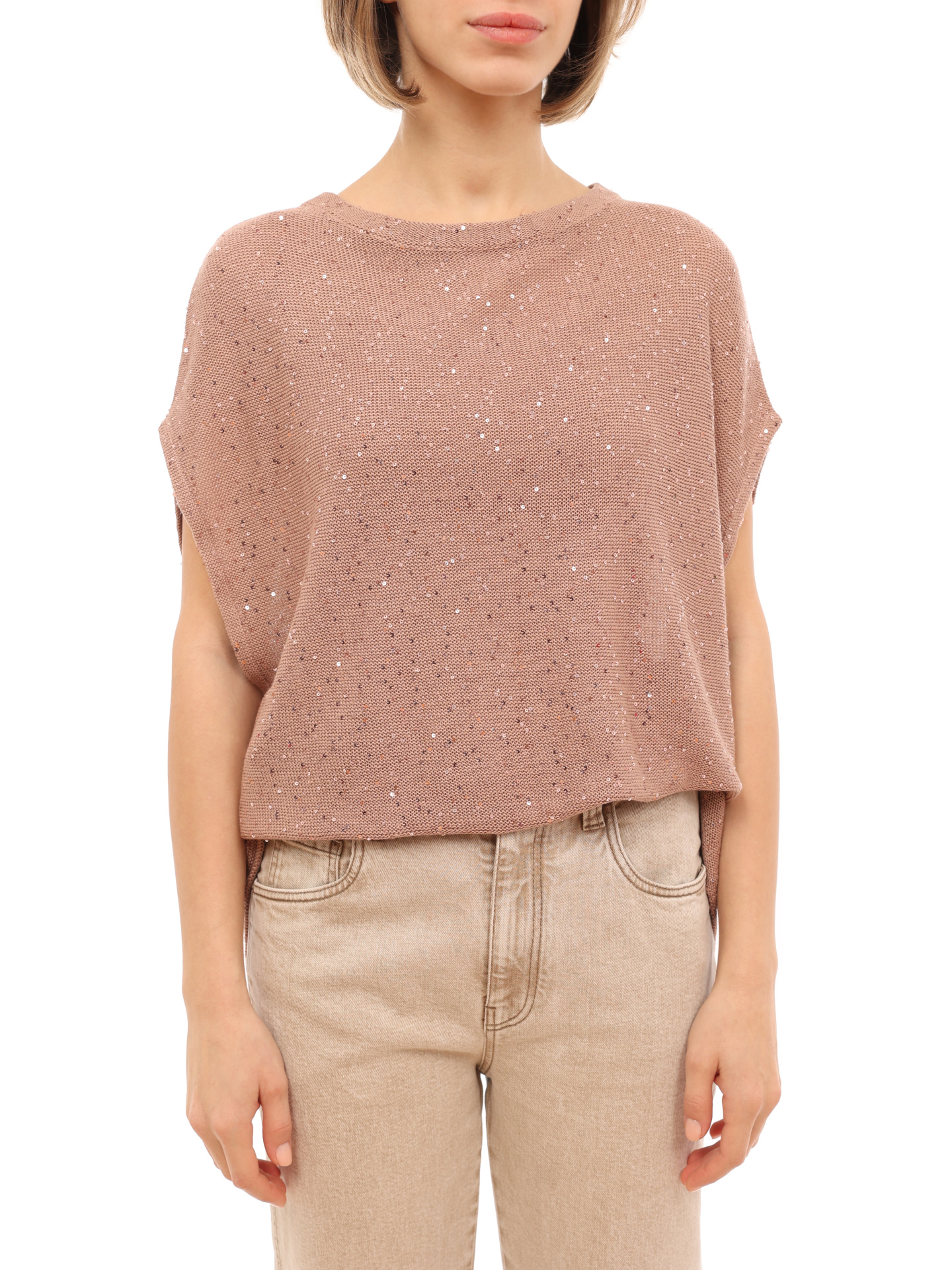 Топ Brunello Cucinelli M10515910 бледно-розовый женский — купить в интернет-магазине Verdistore