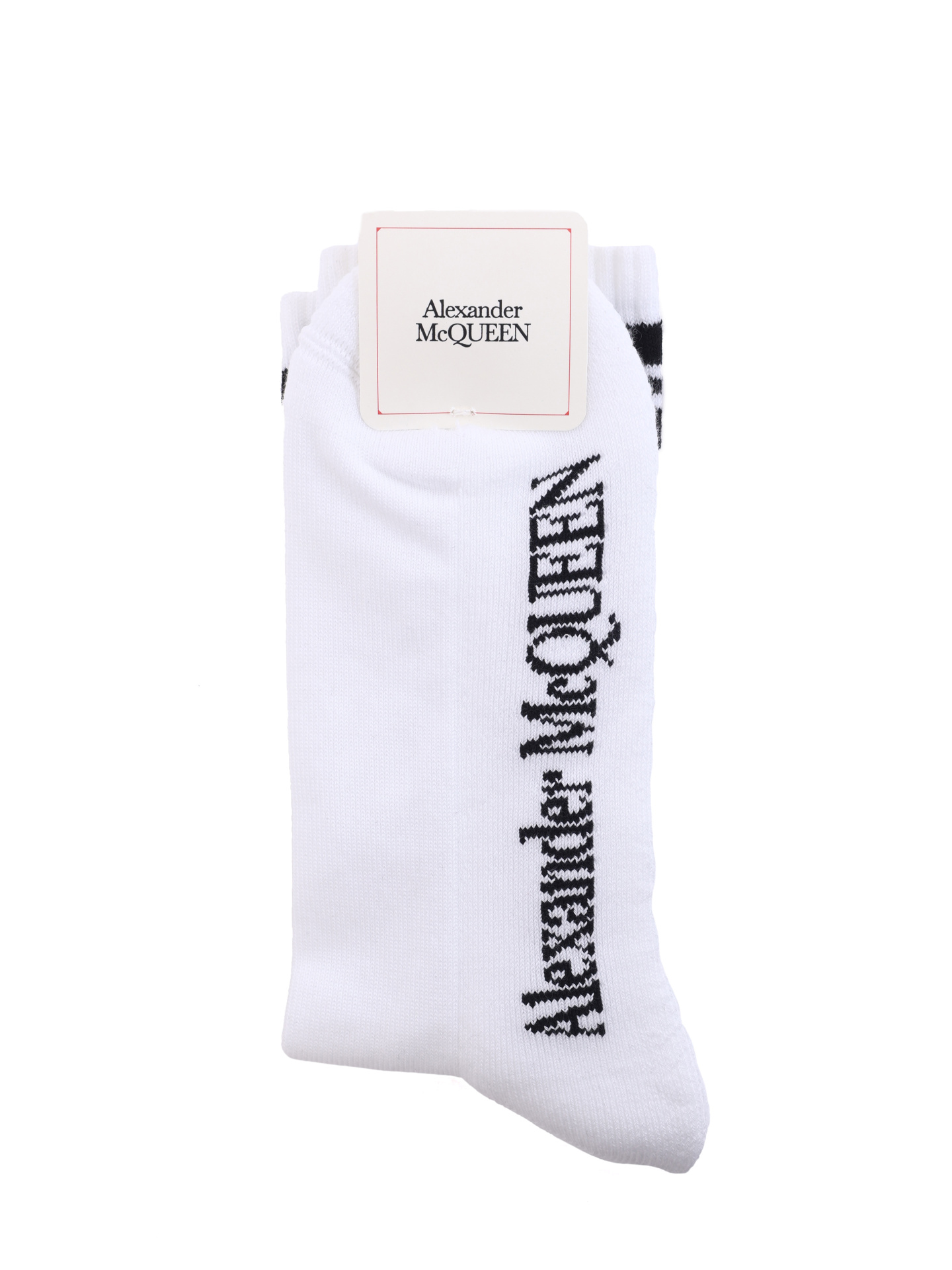Носки Alexander McQueen 5734584C05Q 9060 хлопковые белые высокие — купить в интернет-магазине Verdistore