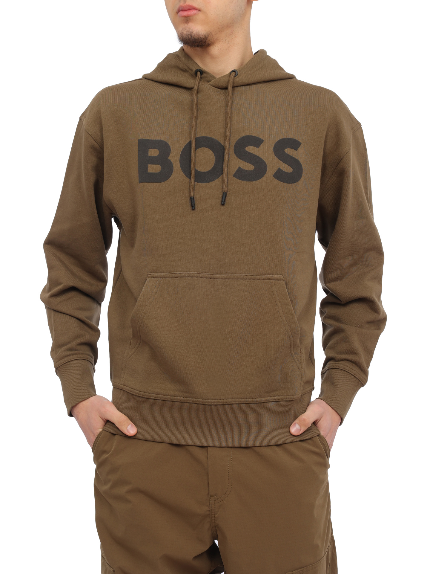 Худи Boss 50487134 368 хаки мужское с логотипом — купить в интернет-магазине Verdistore