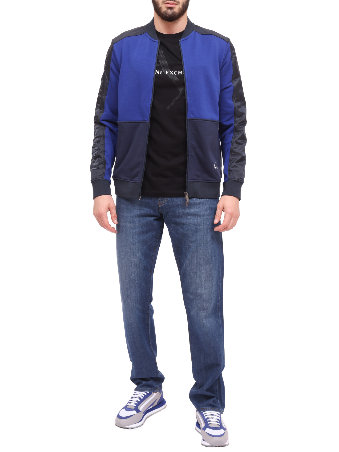 Мастерка Armani Exchange 3KZMGF ZJ8CZ 05DM комбинированная мужская на молнии — купить в интернет-магазине Verdistore