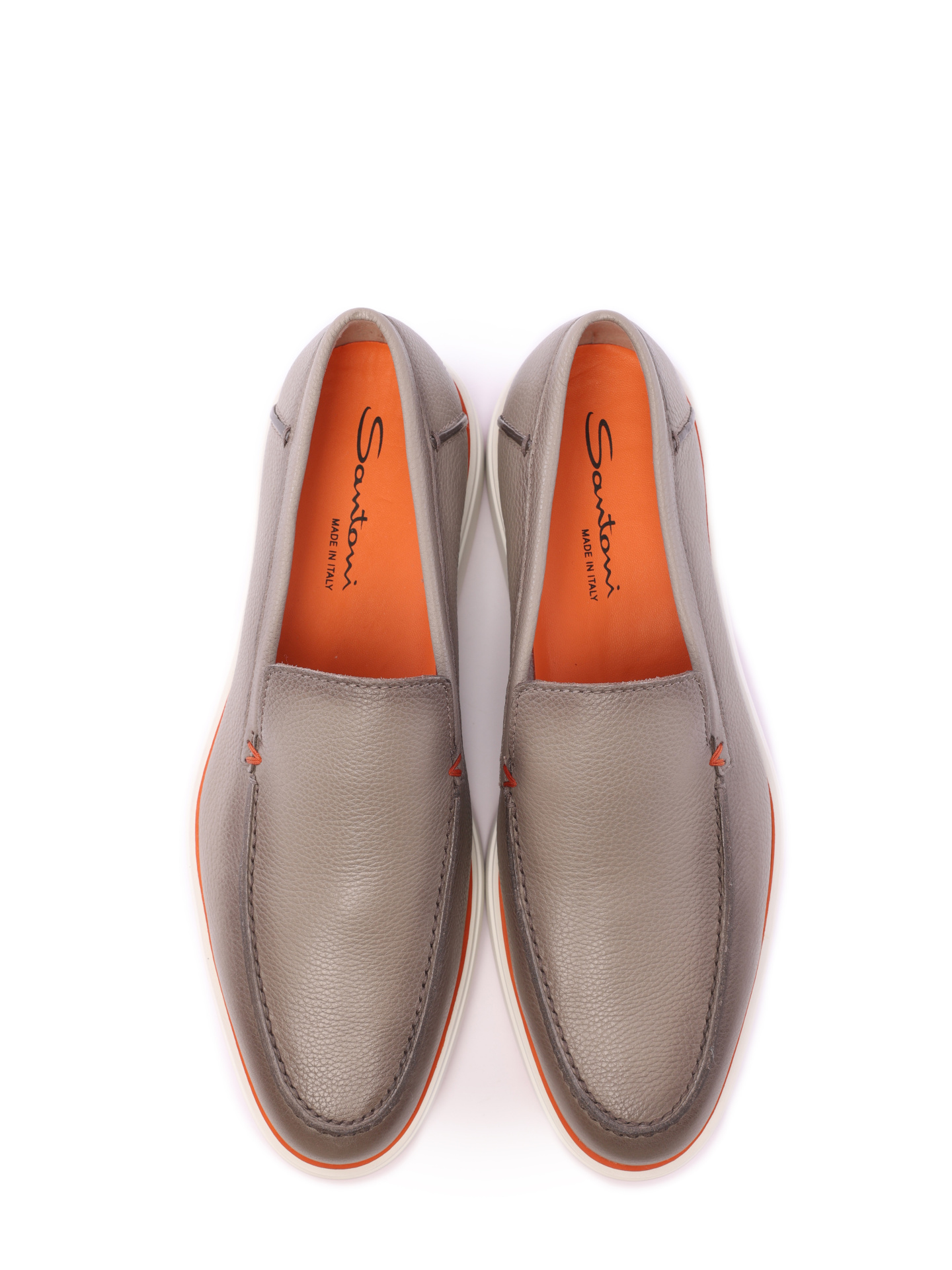 Лоферы серые кожаные на белой изогнутой подошве  — купить в интернет-магазине Verdistore