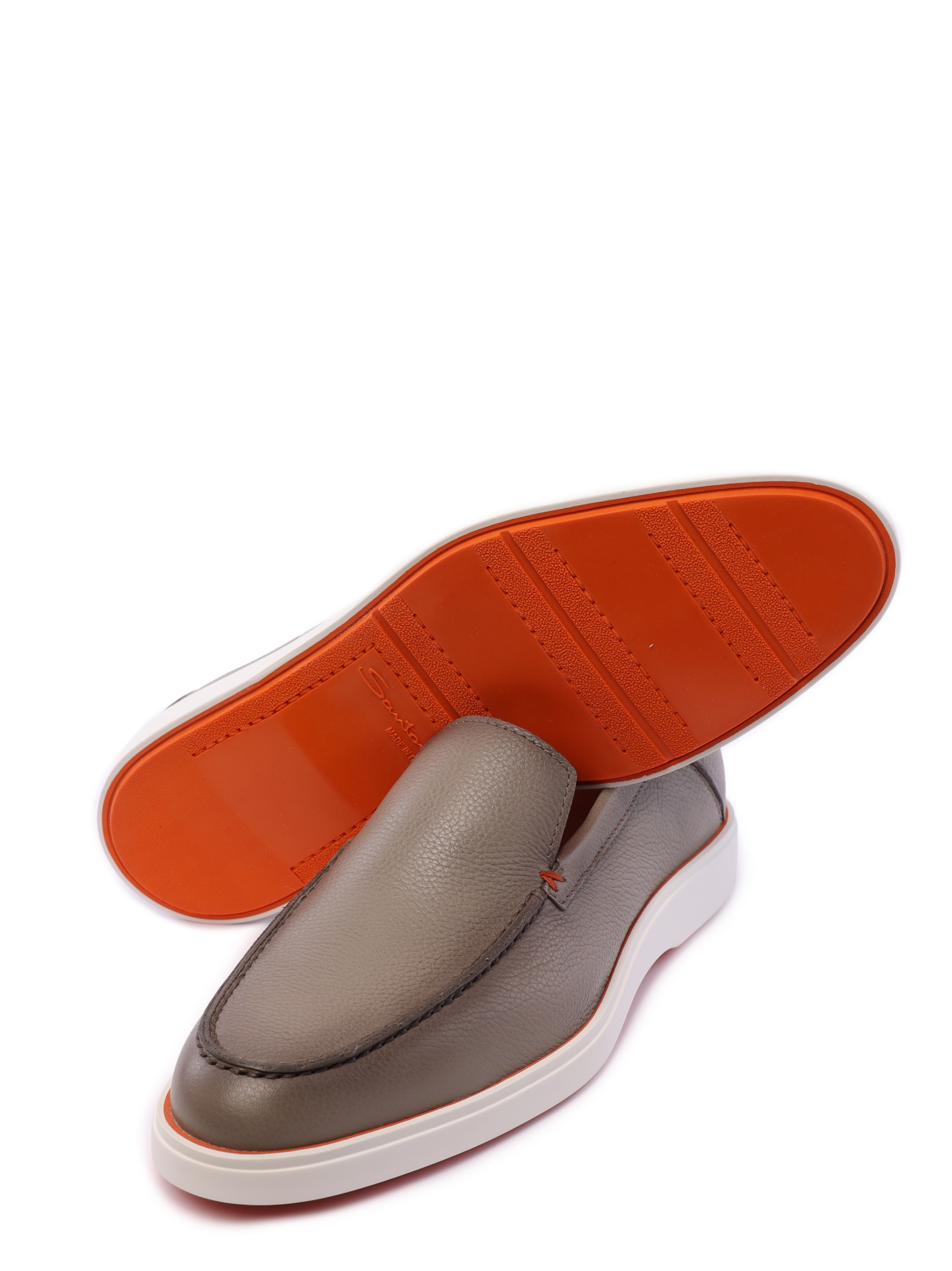 Лоферы серые кожаные на белой изогнутой подошве  — купить в интернет-магазине Verdistore